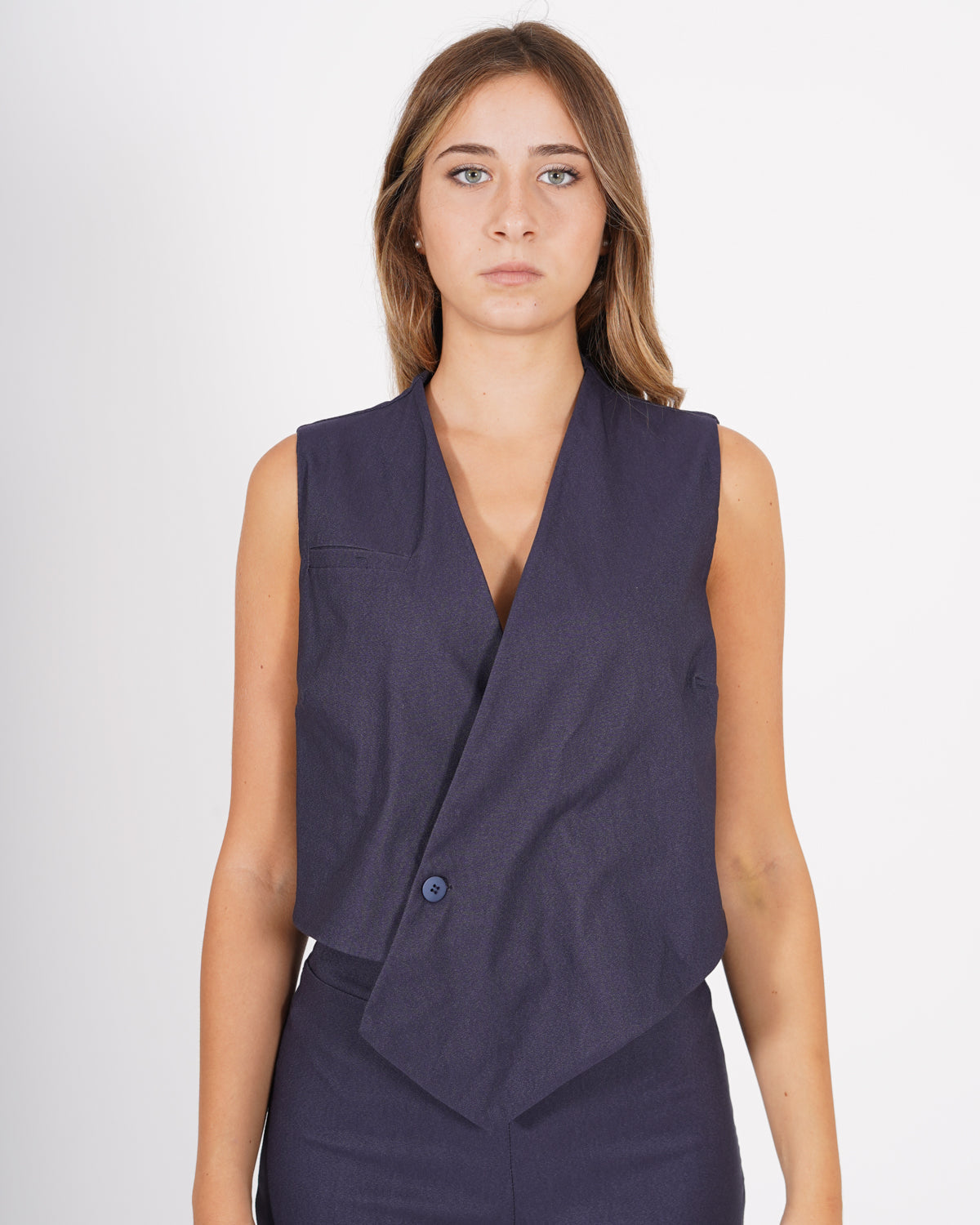 Gilet asimmetrico in bengalina stretch - monclova