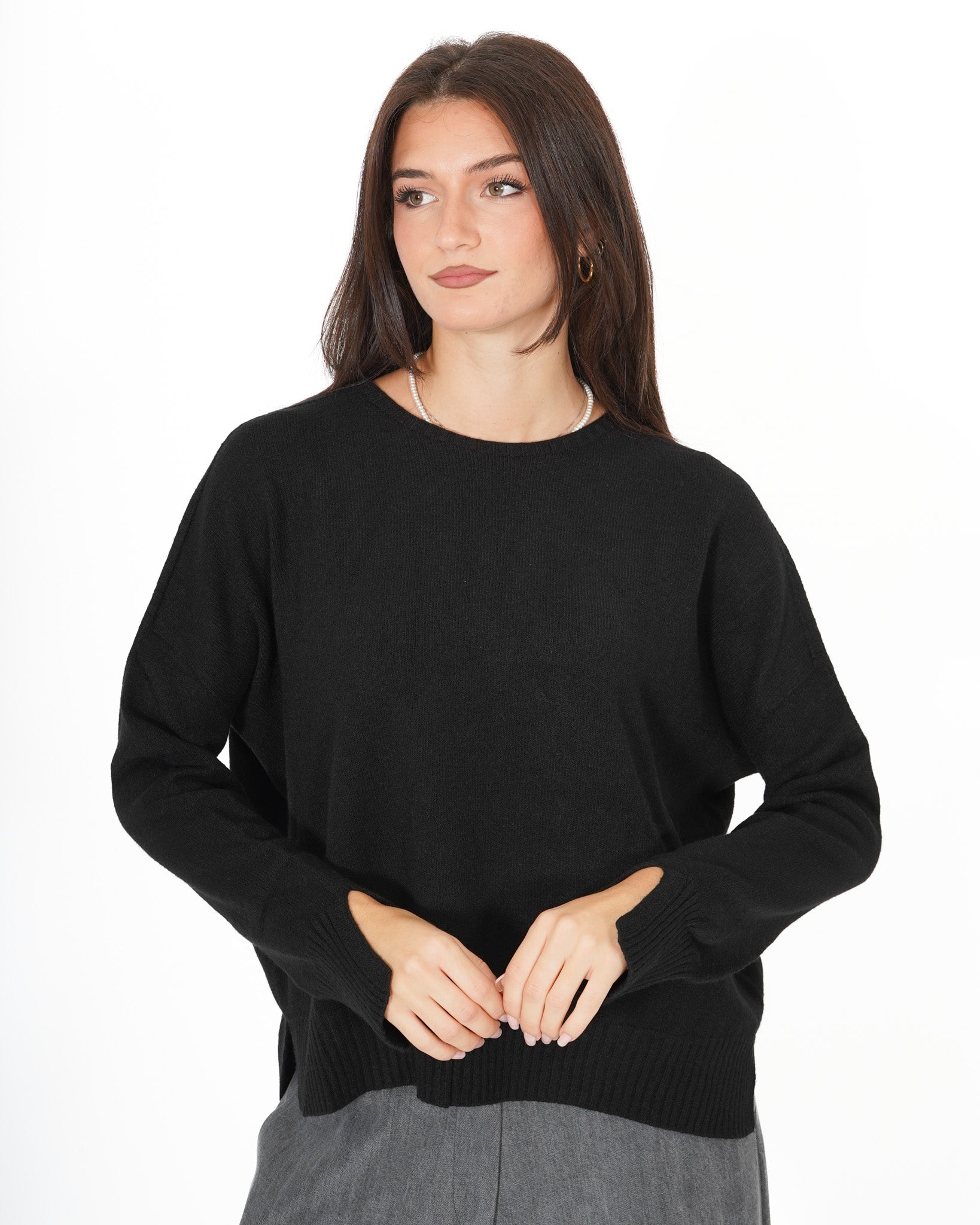 Maglia girocollo con spacchetti sul fondo - Mariagrazia Uncategorized - Hope Abbigliamento e Accessori Donna Online