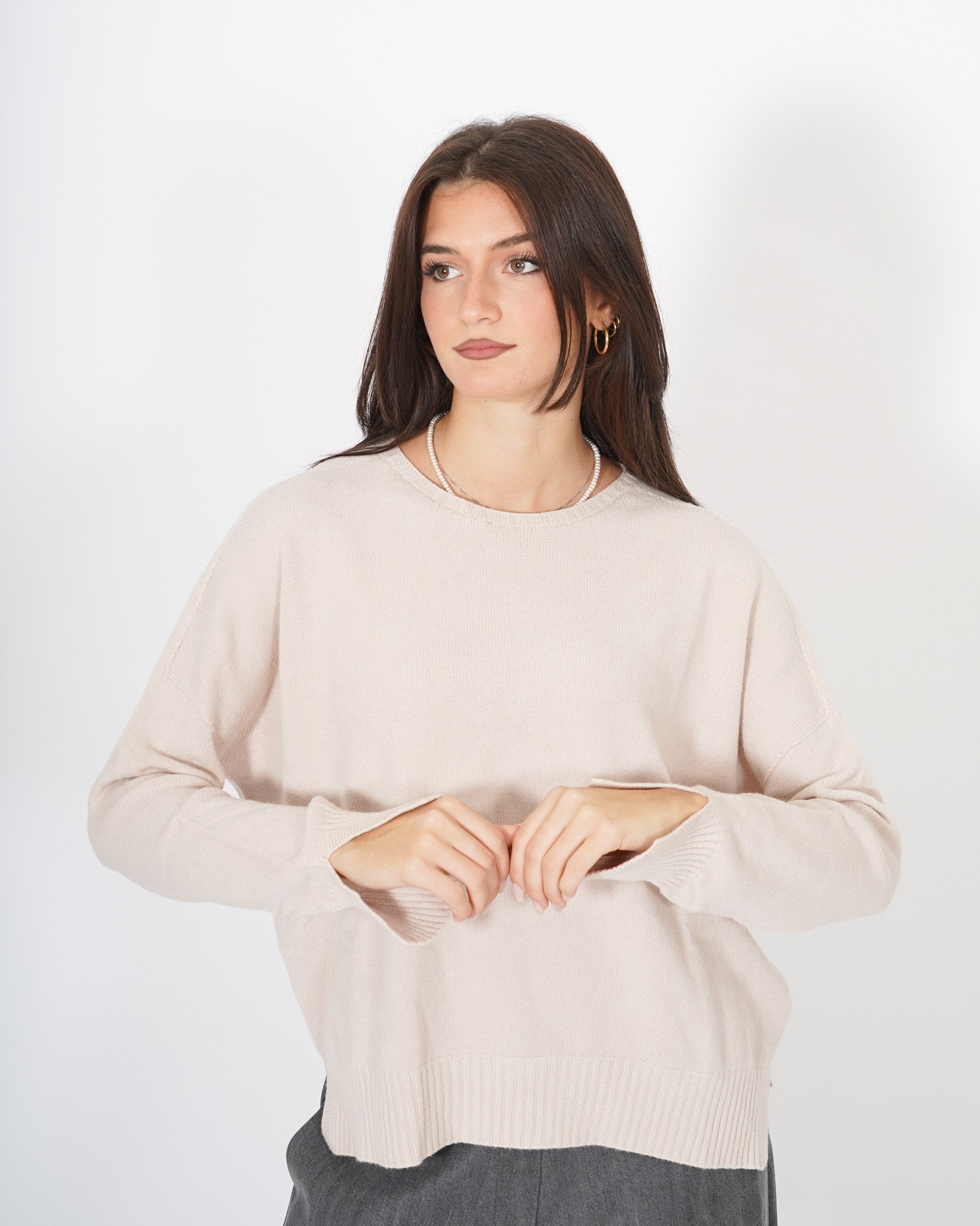 Maglia girocollo con spacchetti sul fondo - Mariagrazia Uncategorized - Hope Abbigliamento e Accessori Donna Online