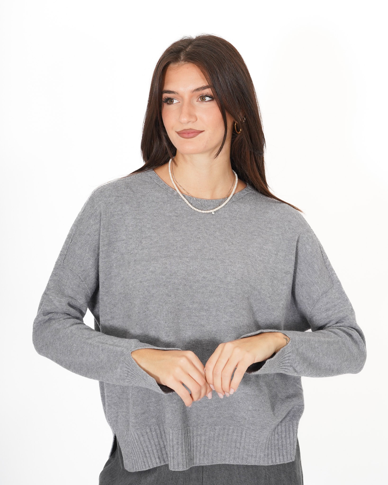 Maglia girocollo con spacchetti sul fondo - Mariagrazia Uncategorized - Hope Abbigliamento e Accessori Donna Online