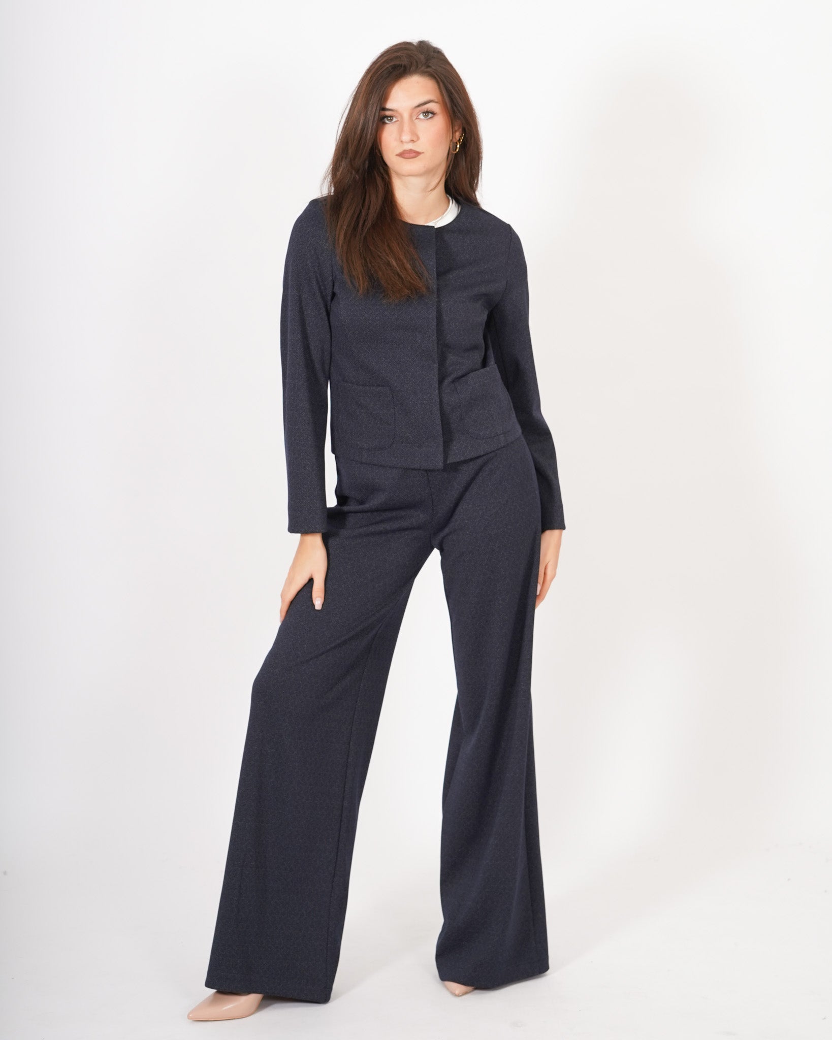 Giacca girocollo in punto stoffa denim - Fanello Uncategorized - Hope Abbigliamento e Accessori Donna Online