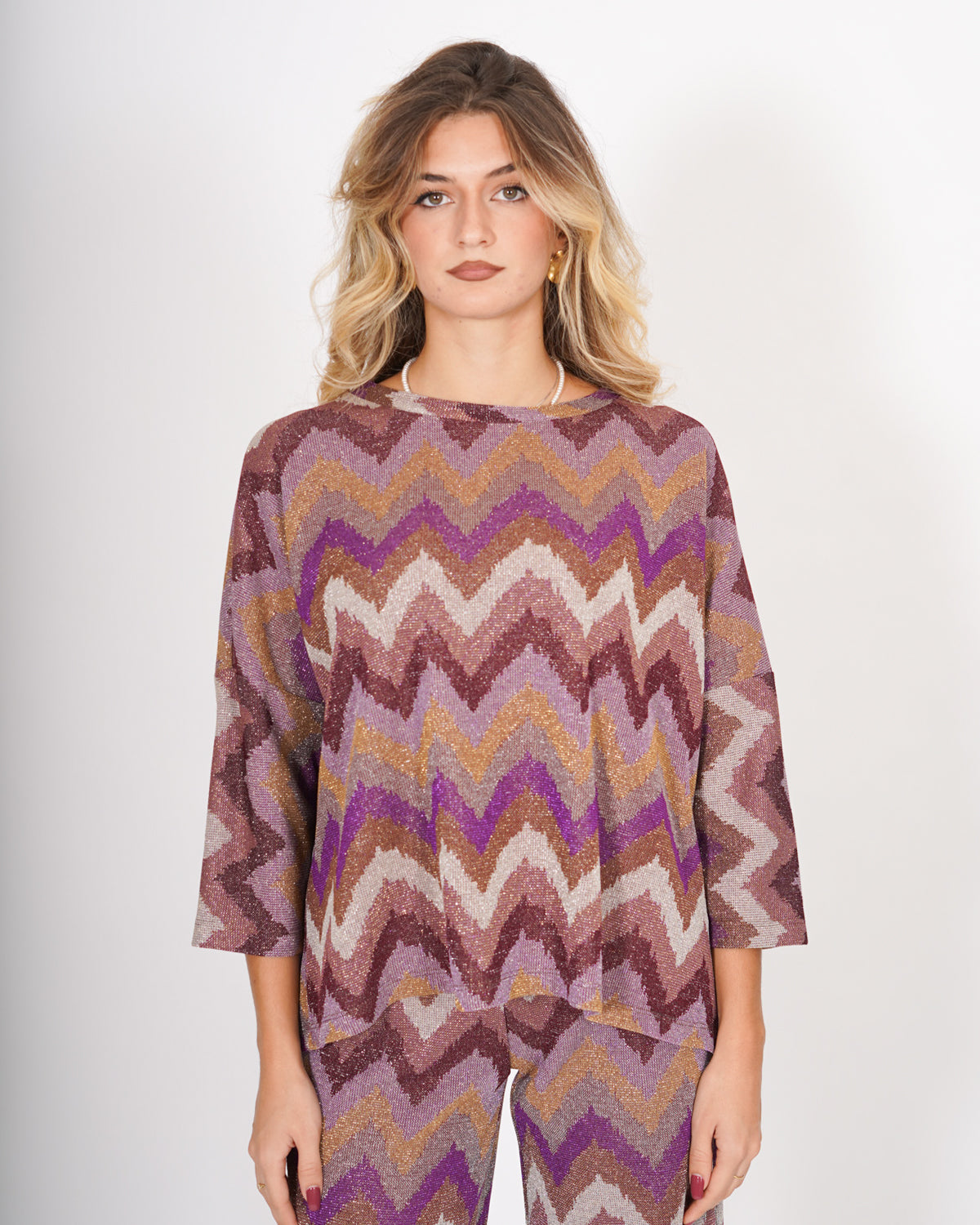 Blusa girocollo in trama chevron - Tartufo Uncategorized - Hope Abbigliamento e Accessori Donna Online