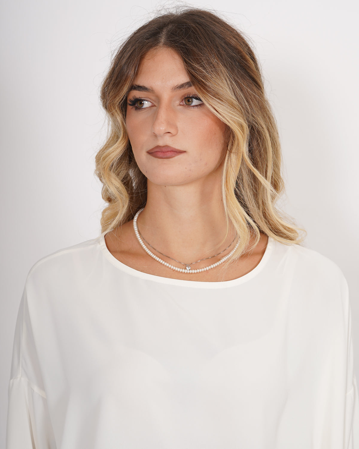 Blusa over girocollo manica raglan in mano seta - Avocado Uncategorized - Hope Abbigliamento e Accessori Donna Online