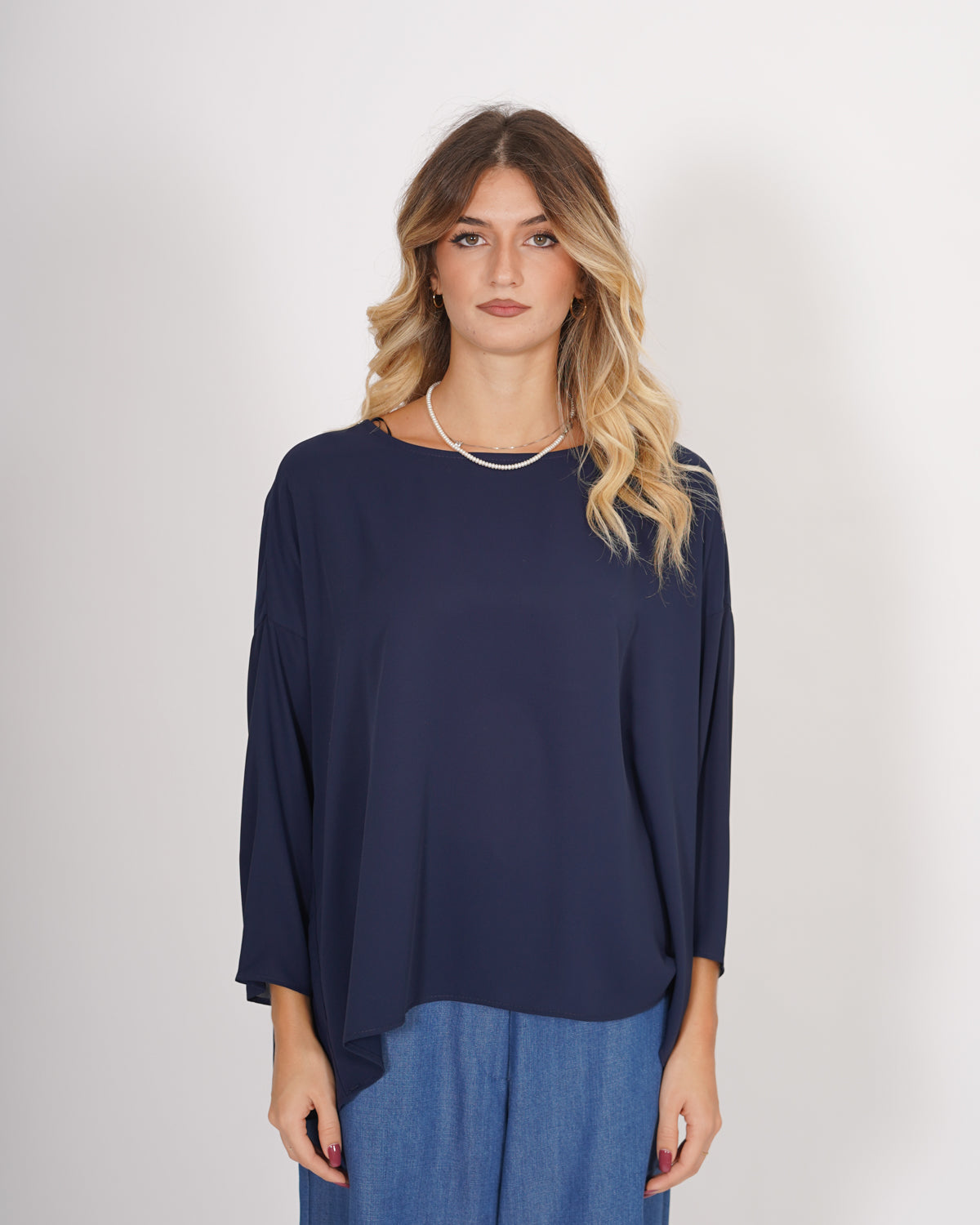 Blusa over girocollo manica raglan in mano seta - Avocado Uncategorized - Hope Abbigliamento e Accessori Donna Online