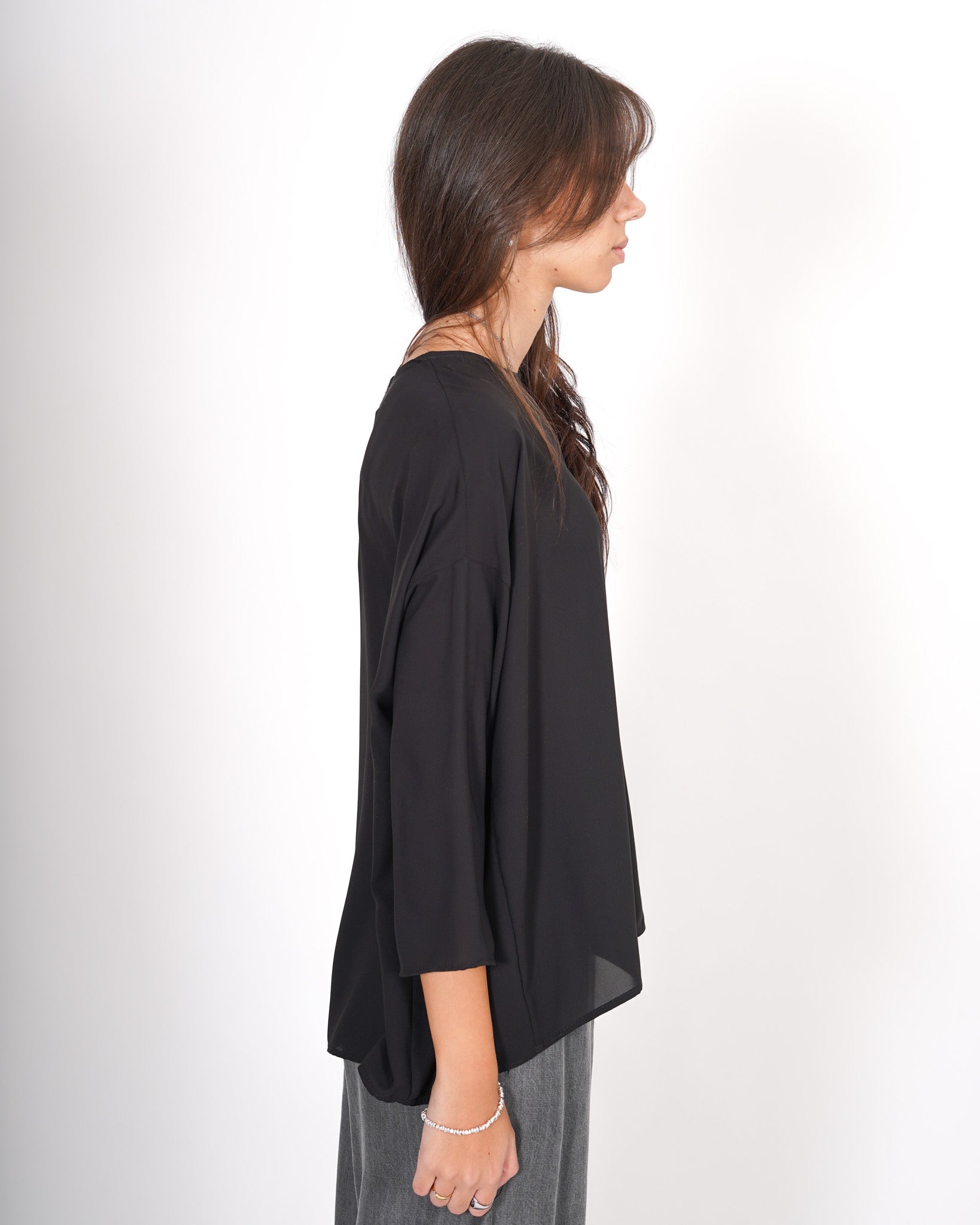 Blusa over girocollo manica raglan in mano seta - Avocado Uncategorized - Hope Abbigliamento e Accessori Donna Online