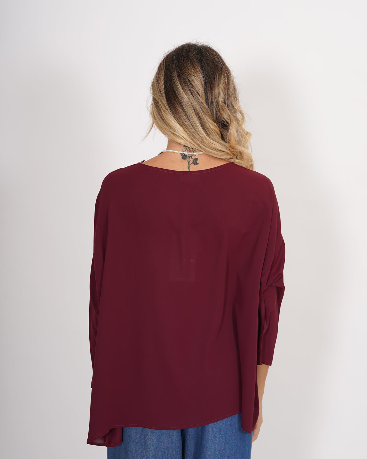 Blusa over girocollo manica raglan in mano seta - Avocado Uncategorized - Hope Abbigliamento e Accessori Donna Online