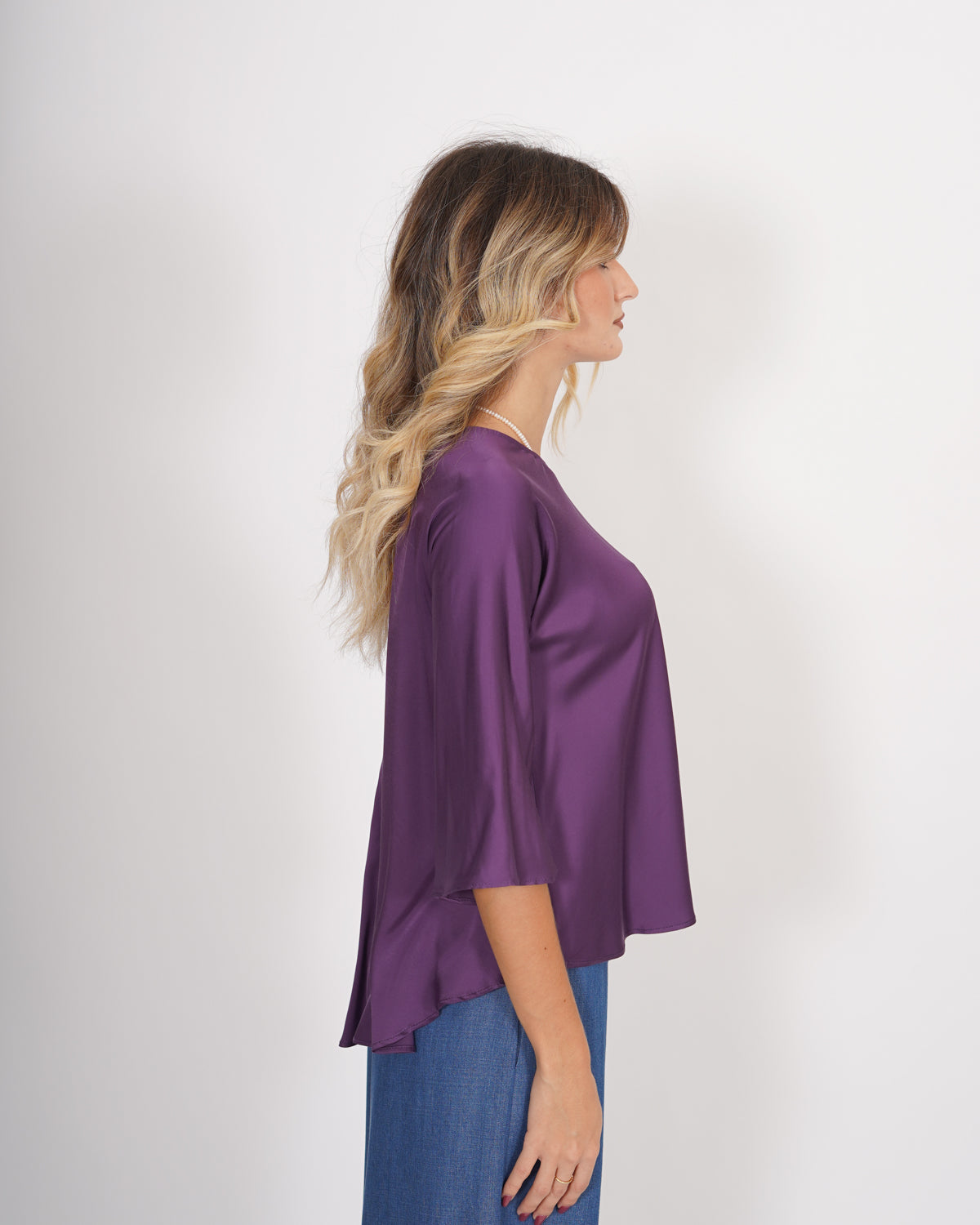 Blusa girocollo a campana in raso - Platano Uncategorized - Hope Abbigliamento e Accessori Donna Online