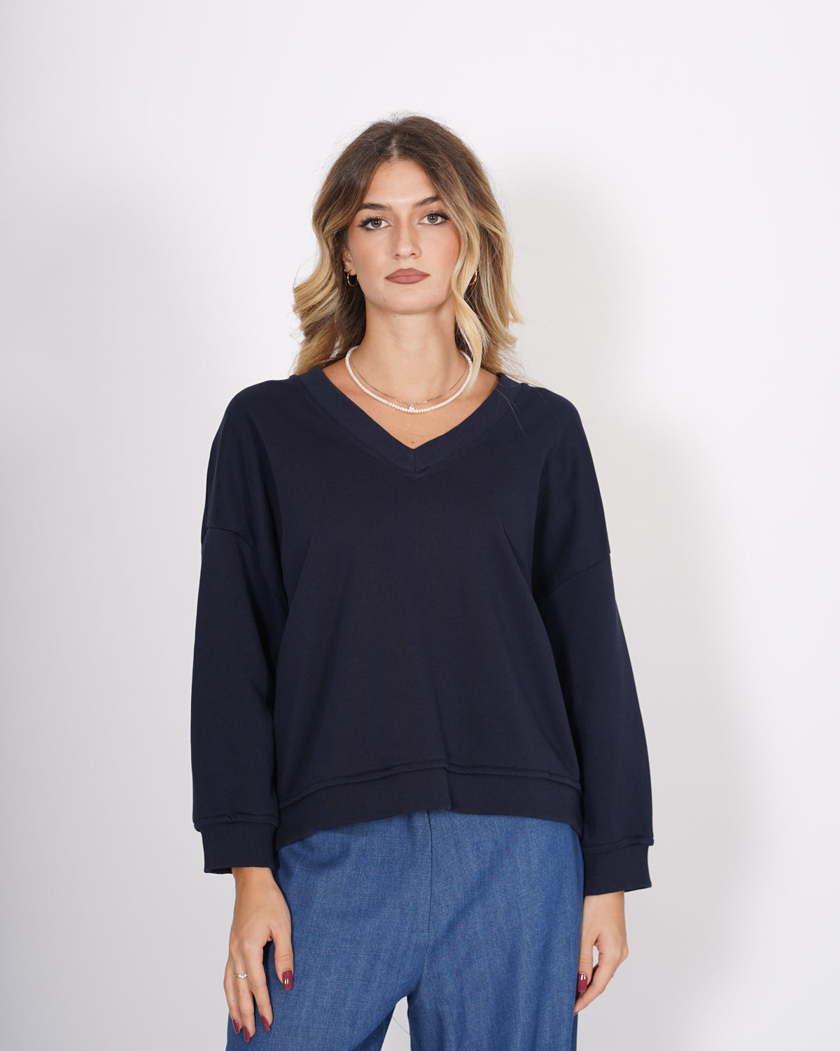 Felpa over scollo a v in cotone - Giave Uncategorized - Hope Abbigliamento e Accessori Donna Online