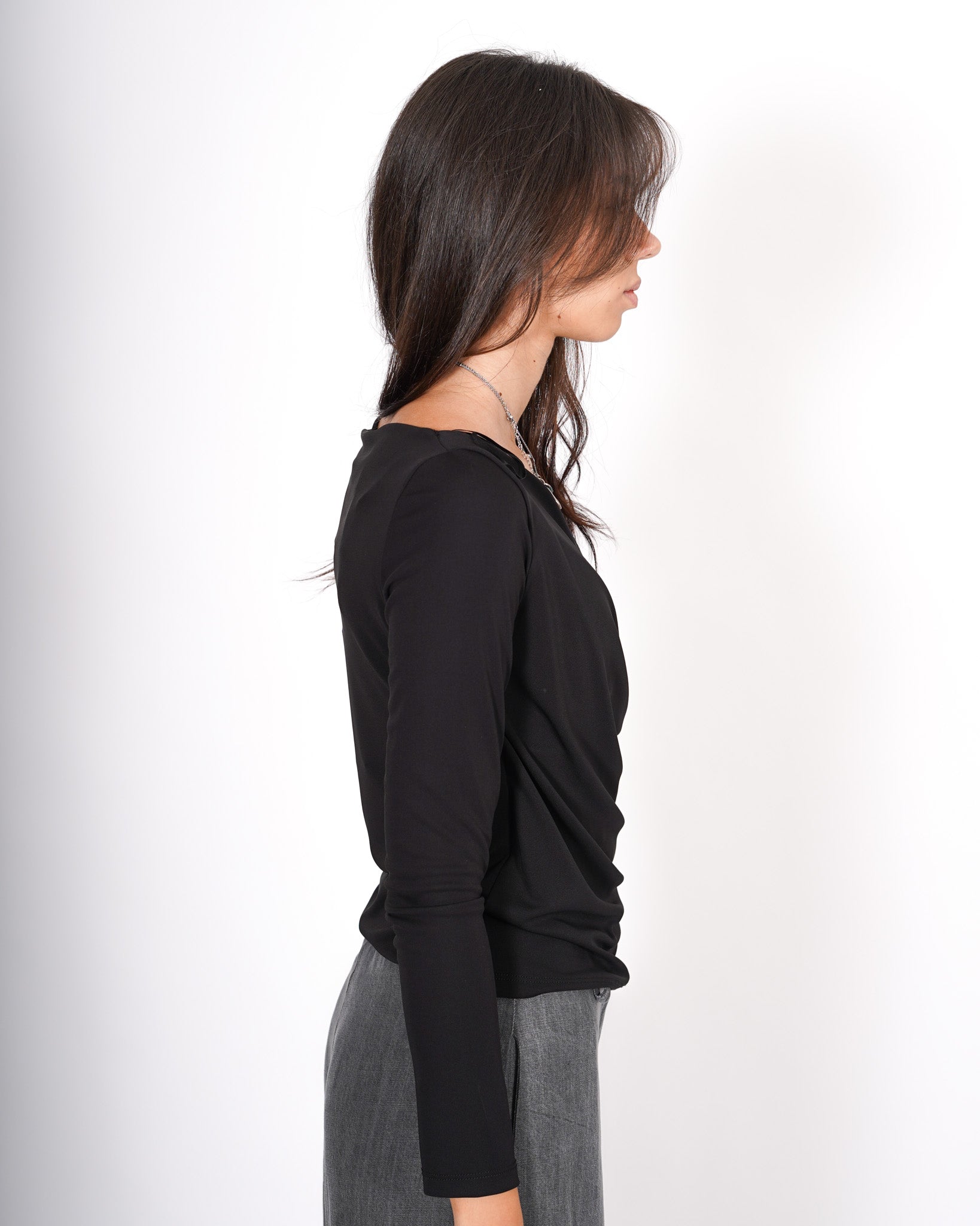 Blusa slim fit scollo a v incrociato in jersey - Medrov Uncategorized - Hope Abbigliamento e Accessori Donna Online