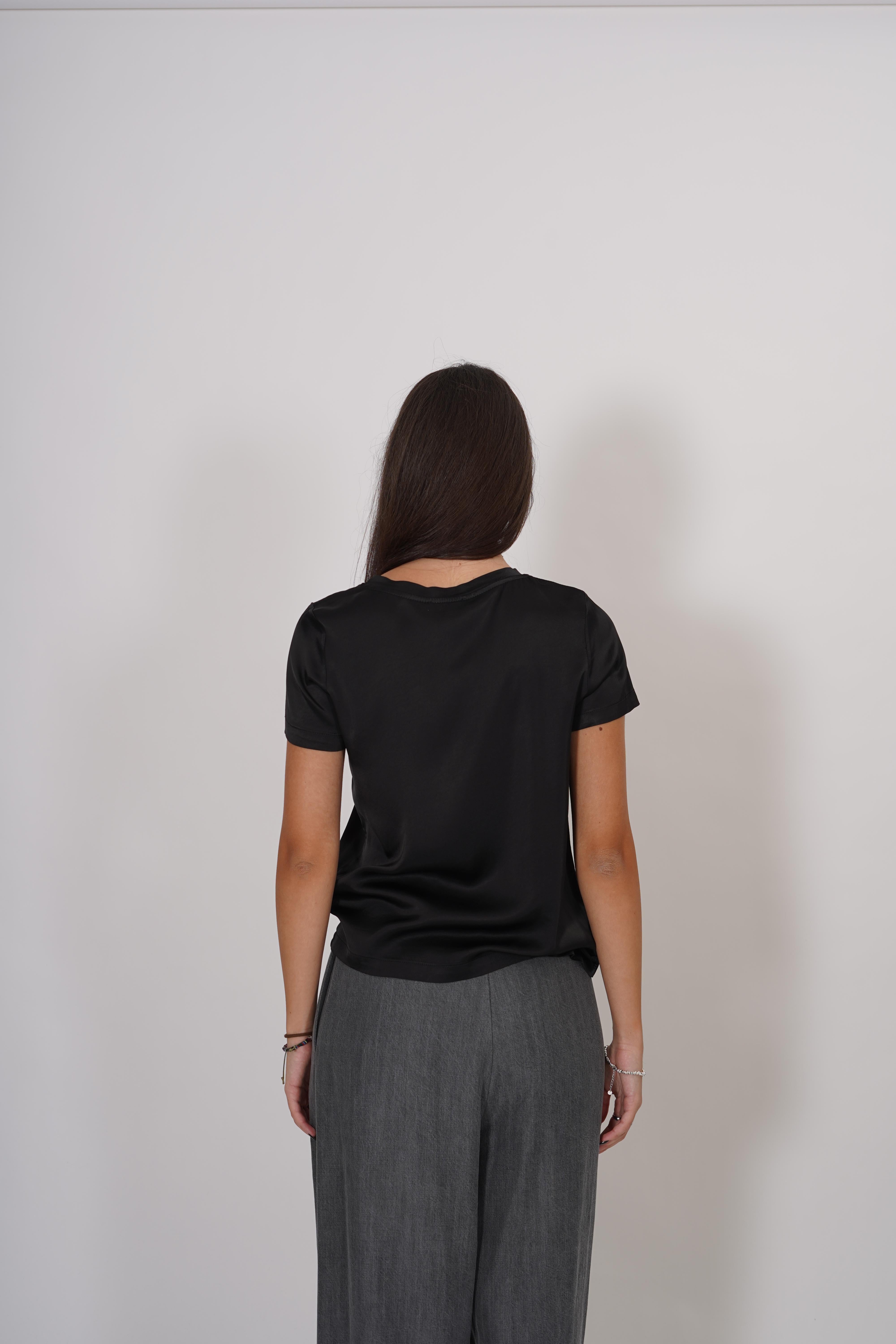 Blusa girocollo mezza manica in raso - Rewill