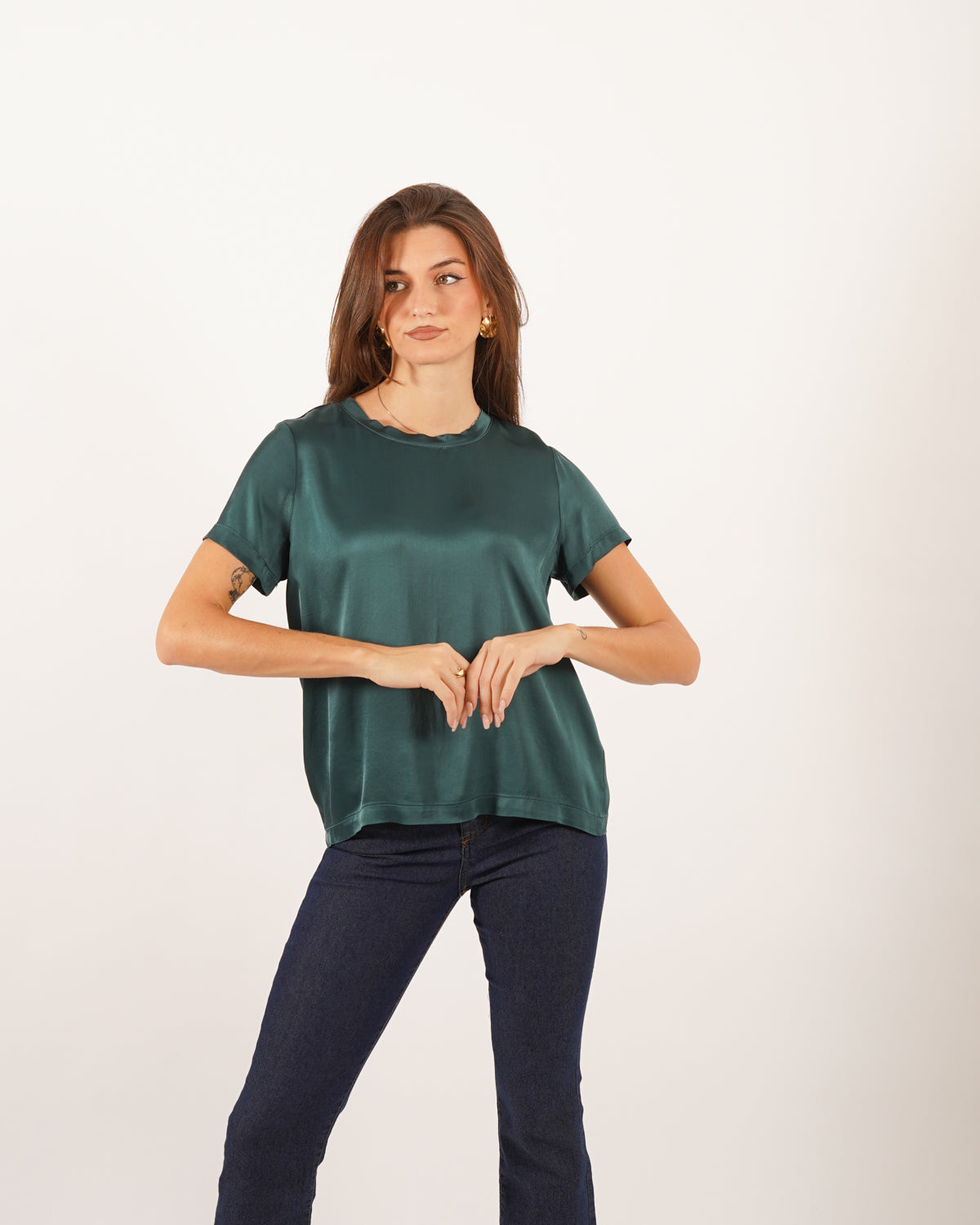 Blusa girocollo mezza manica in raso - Rewill Uncategorized - Hope Abbigliamento e Accessori Donna Online