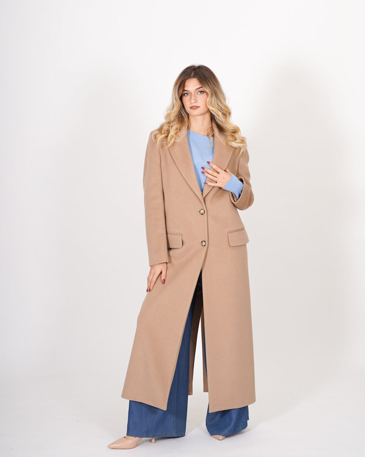 Cappotto lungo monopetto in mano lana - Beatrice Uncategorized - Hope Abbigliamento e Accessori Donna Online