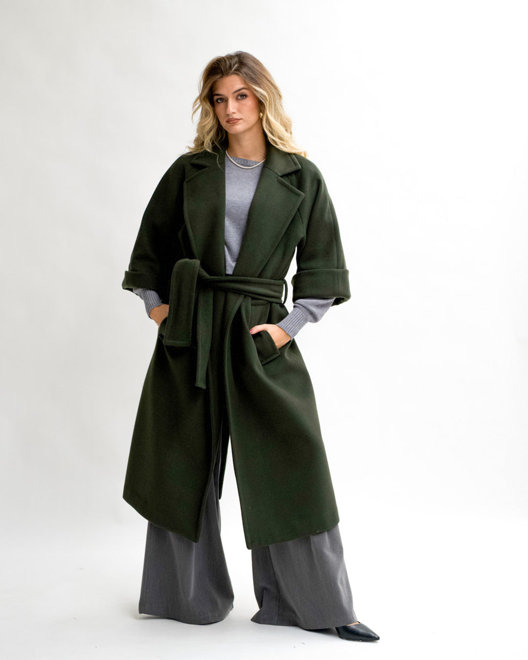 Cappotto con cintura e maniche con risvolto - Olivia Uncategorized - Hope Abbigliamento e Accessori Donna Online