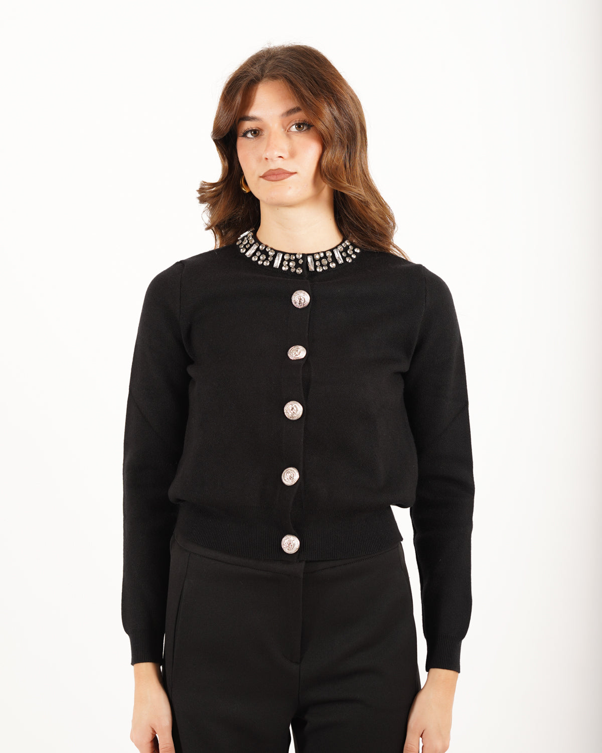 Cardigan in maglia con giro e bottoni gioiello - Uribe Uncategorized - Hope Abbigliamento e Accessori Donna Online