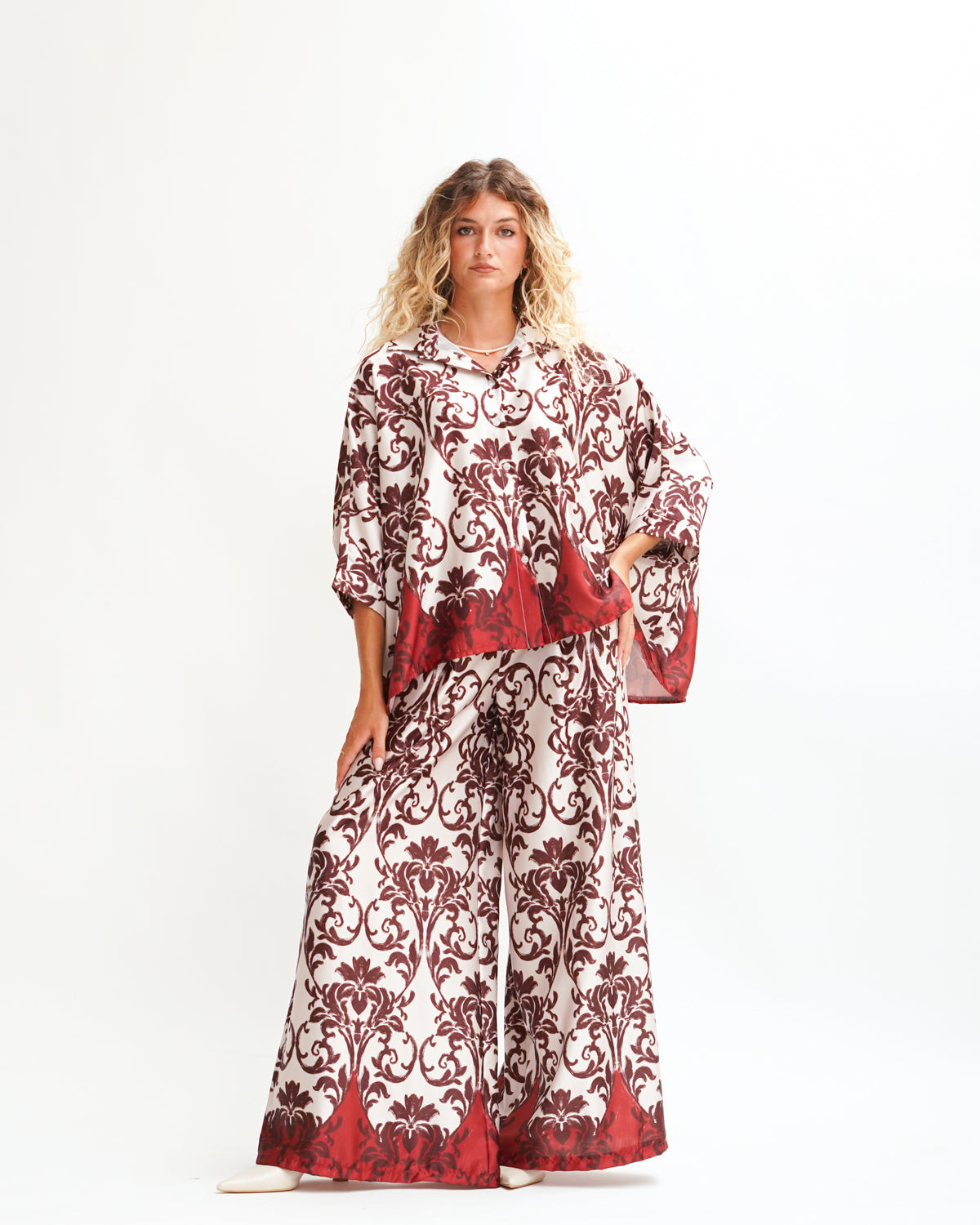 Coordinato in raso leggero fermo fantasia bicolor - Taddeo Uncategorized - Hope Abbigliamento e Accessori Donna Online