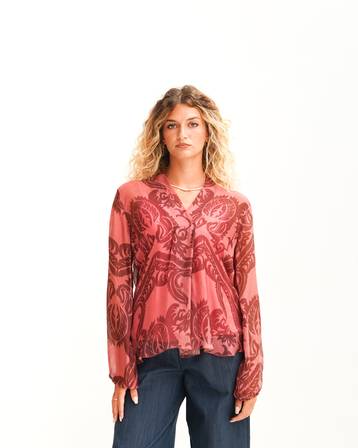 Blusa scollo a V in chiffon di seta - Neon Uncategorized - Hope Abbigliamento e Accessori Donna Online