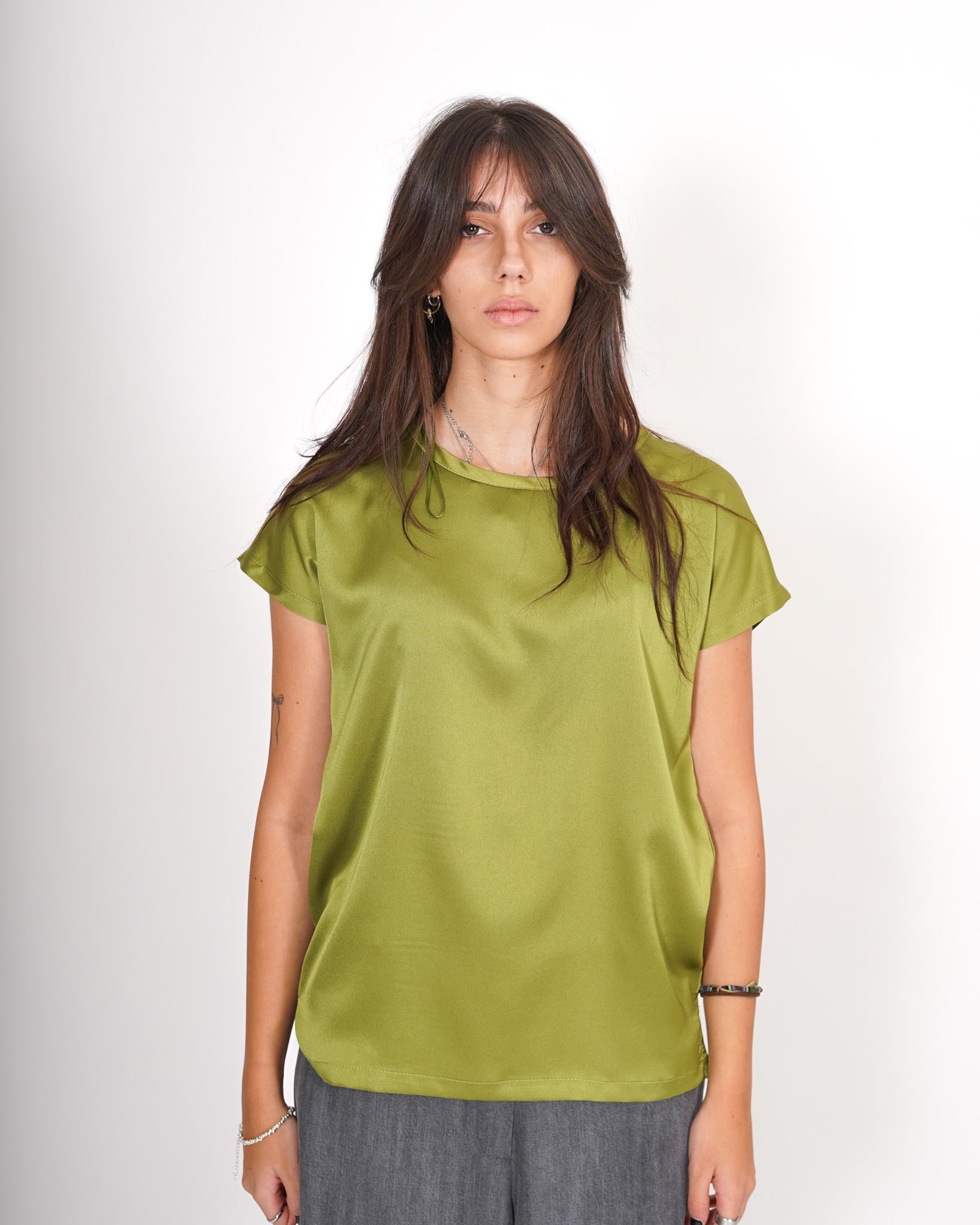 Blusa girocollo mezza manica in raso - Perry Uncategorized - Hope Abbigliamento e Accessori Donna Online