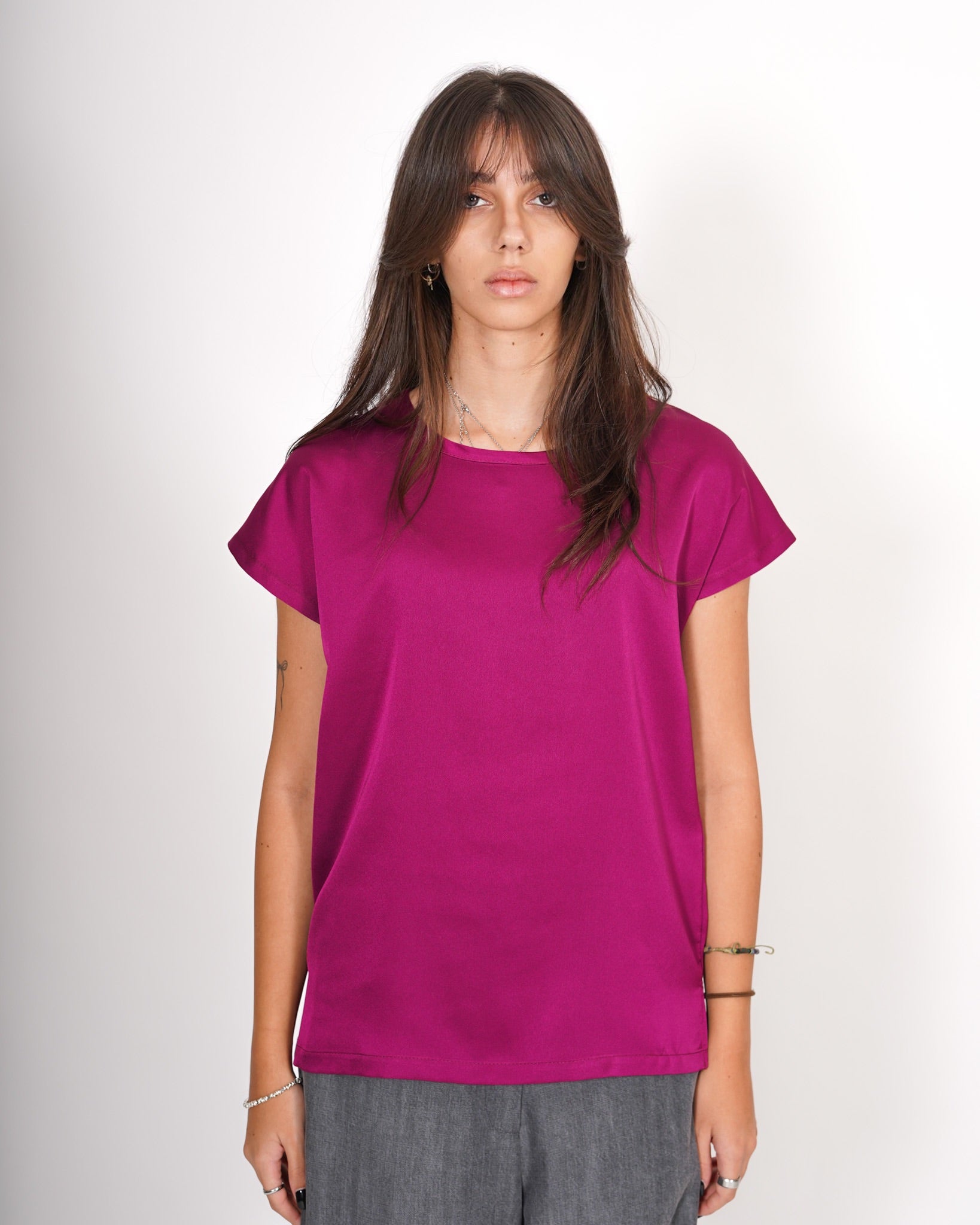 Blusa girocollo mezza manica in raso - Perry Uncategorized - Hope Abbigliamento e Accessori Donna Online