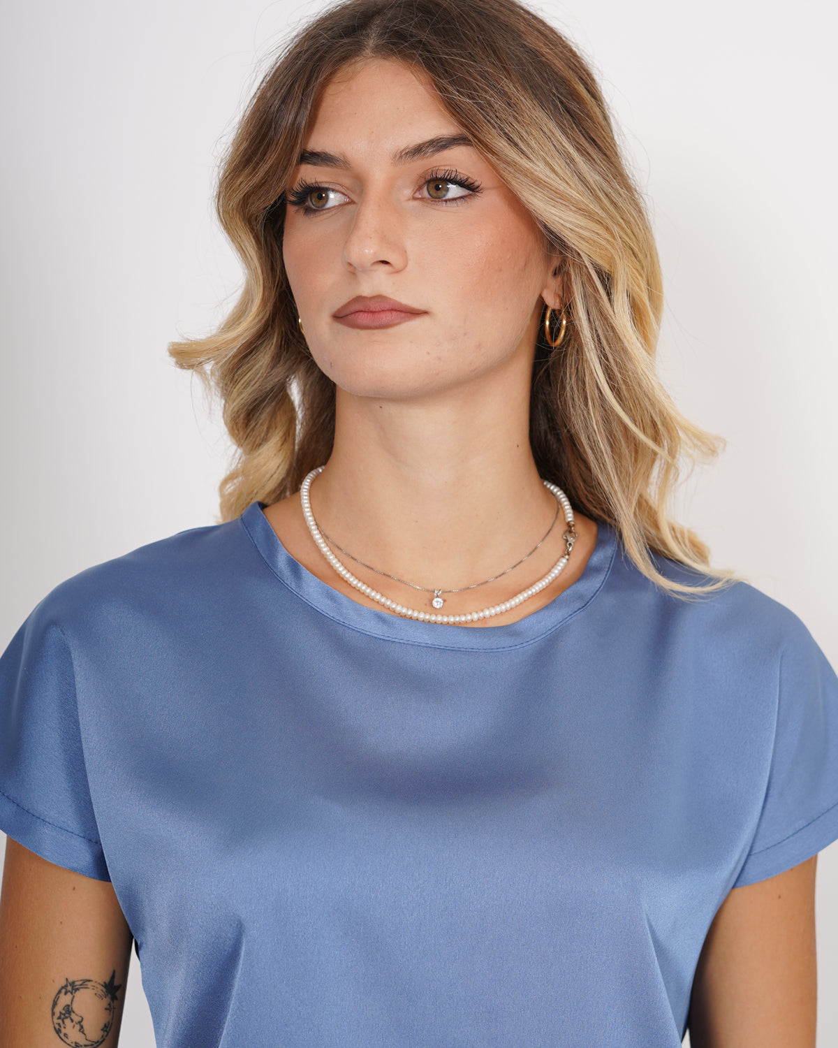 Blusa girocollo mezza manica in raso - Perry Uncategorized - Hope Abbigliamento e Accessori Donna Online