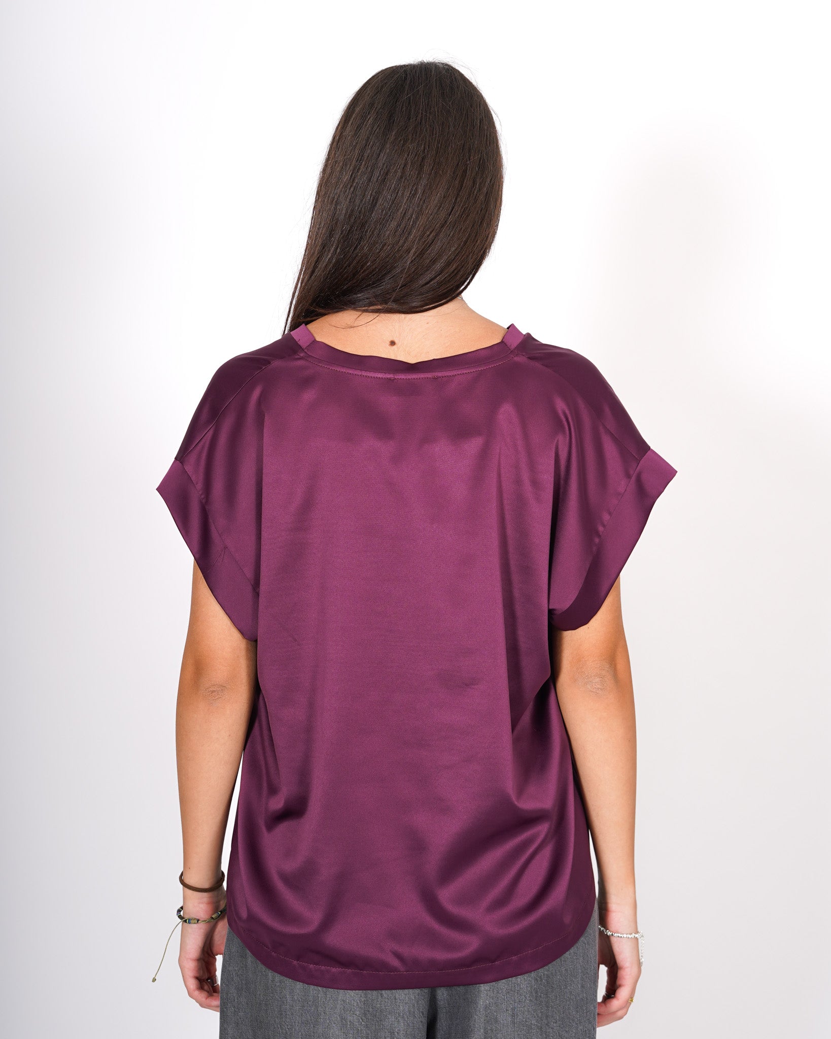 Blusa scollo a v in mano raso - Idrante