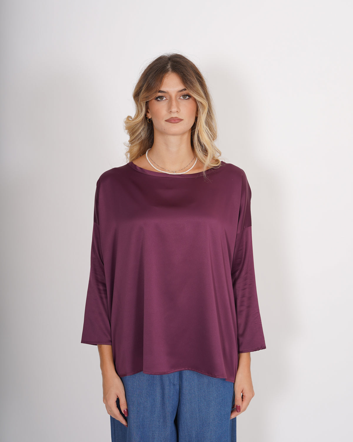 Blusa girocollo ampia con manica raglan in mano raso - Spears Uncategorized - Hope Abbigliamento e Accessori Donna Online