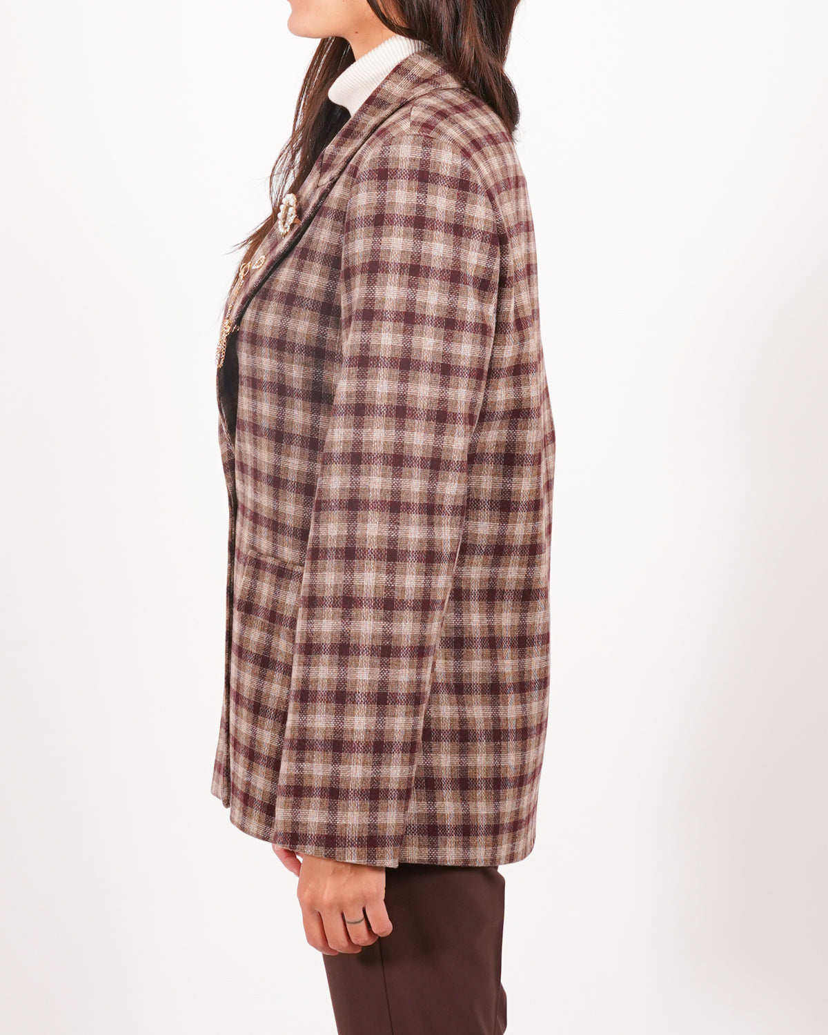 Giacca check monopetto e spille sul revere - Cosima Uncategorized - Hope Abbigliamento e Accessori Donna Online