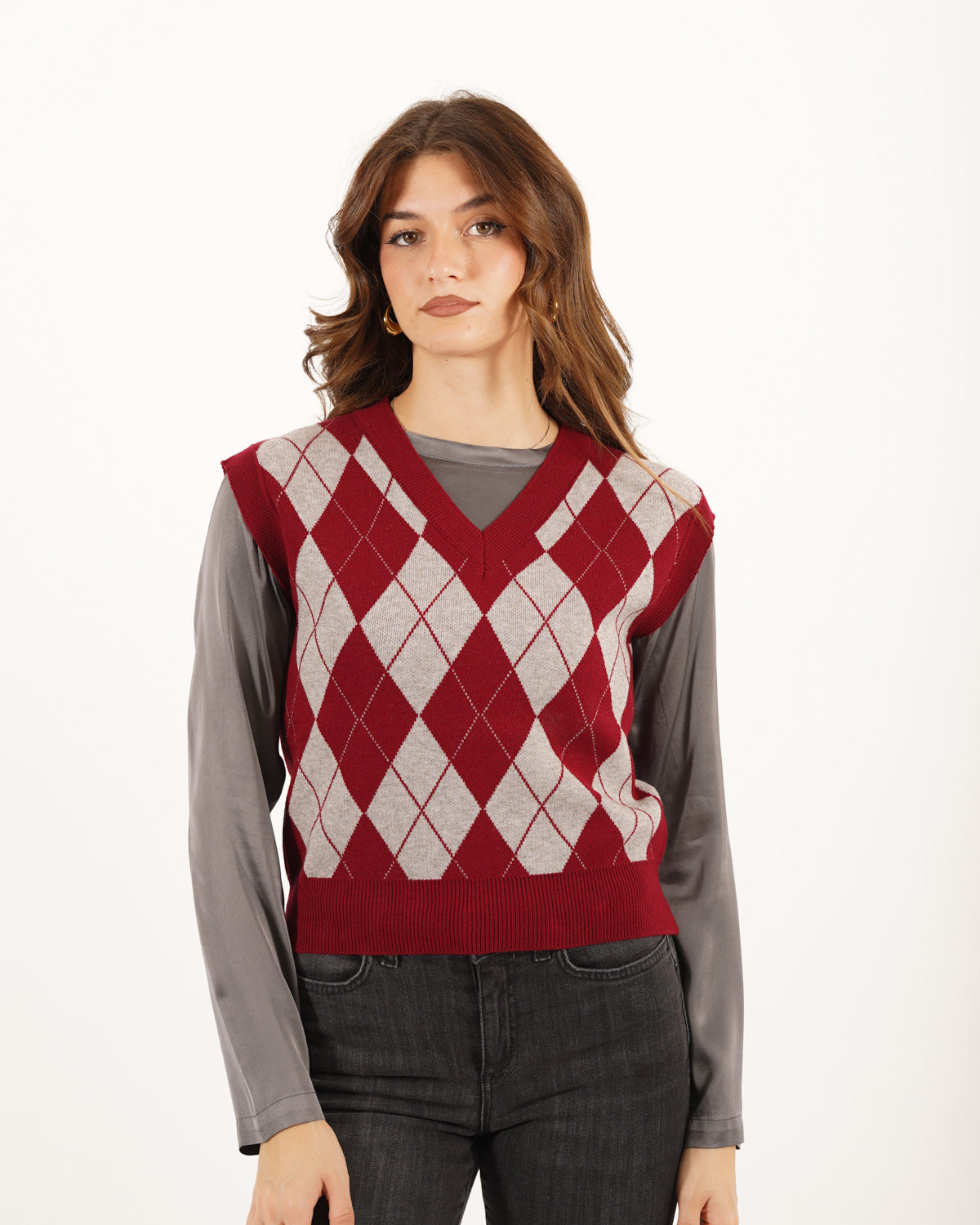 Gilet con losanghe scollo v smanicato - Nitrato Uncategorized - Hope Abbigliamento e Accessori Donna Online