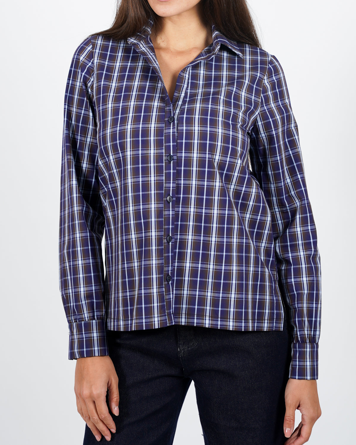 Camicia slim fit scollo a v in cotone stampa quadro - Vorbek Uncategorized - Hope Abbigliamento e Accessori Donna Online