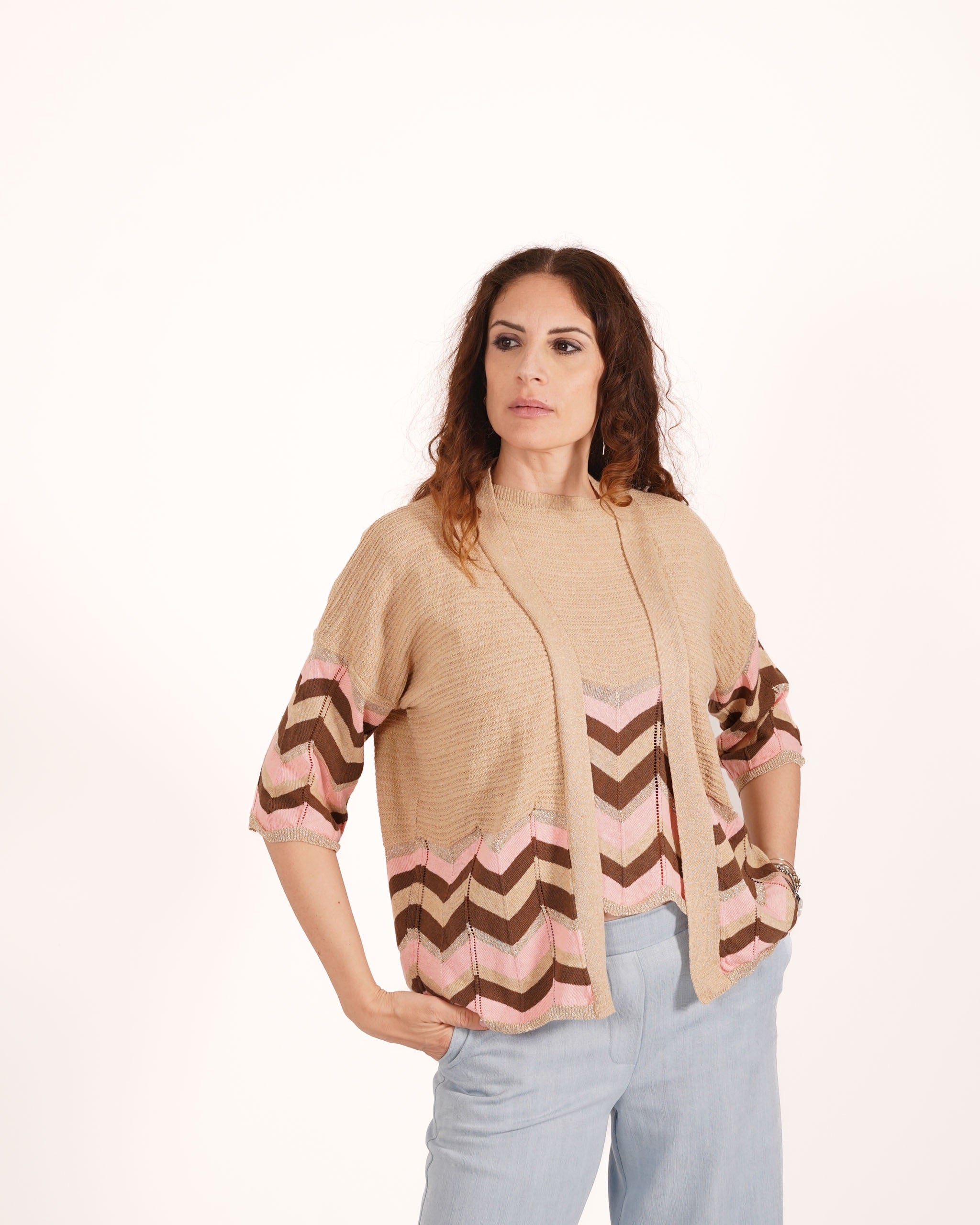 Cardigan in cotone con trama chevron - Dacia