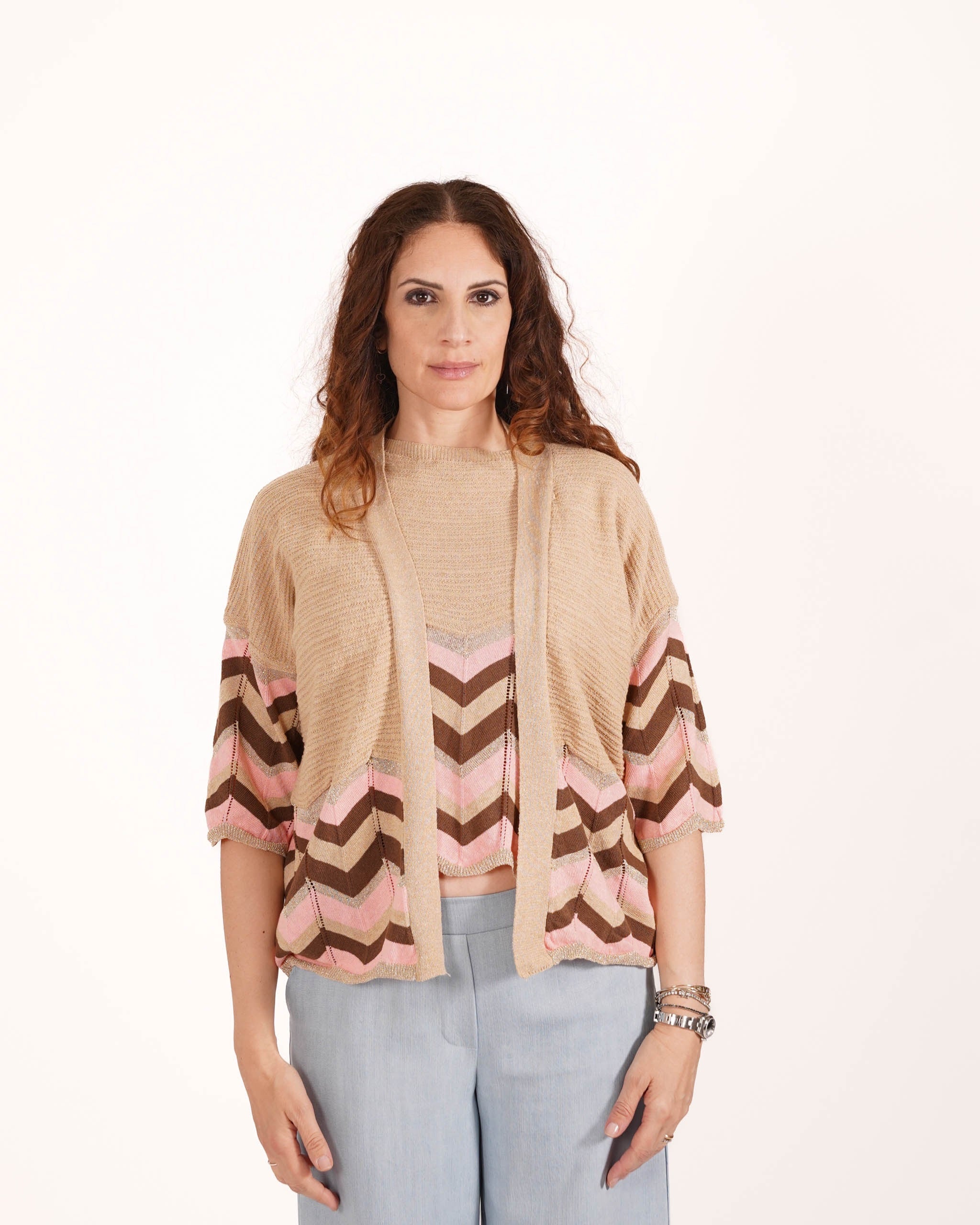 Cardigan in cotone con trama chevron - Dacia