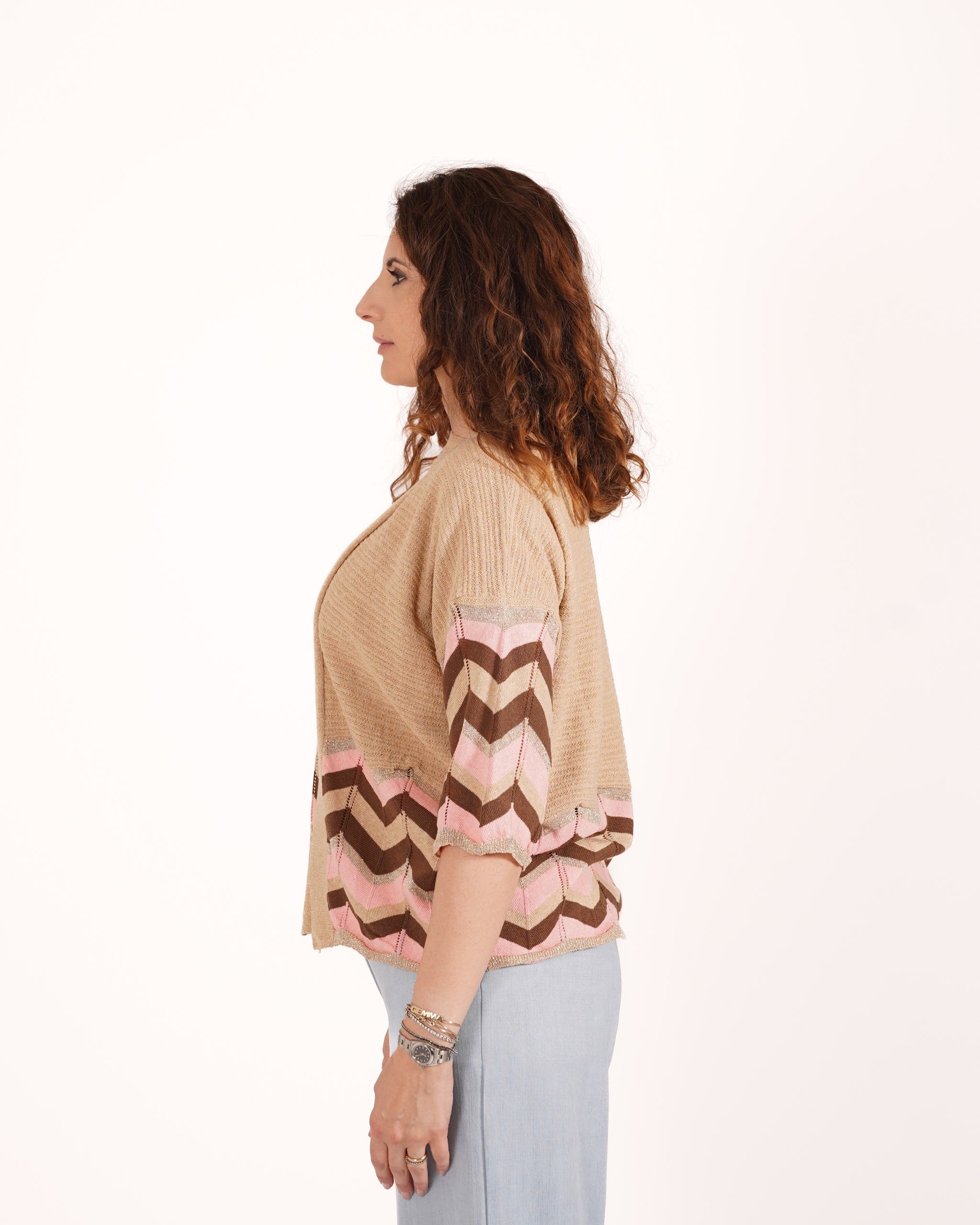 Cardigan in cotone con trama chevron - Dacia