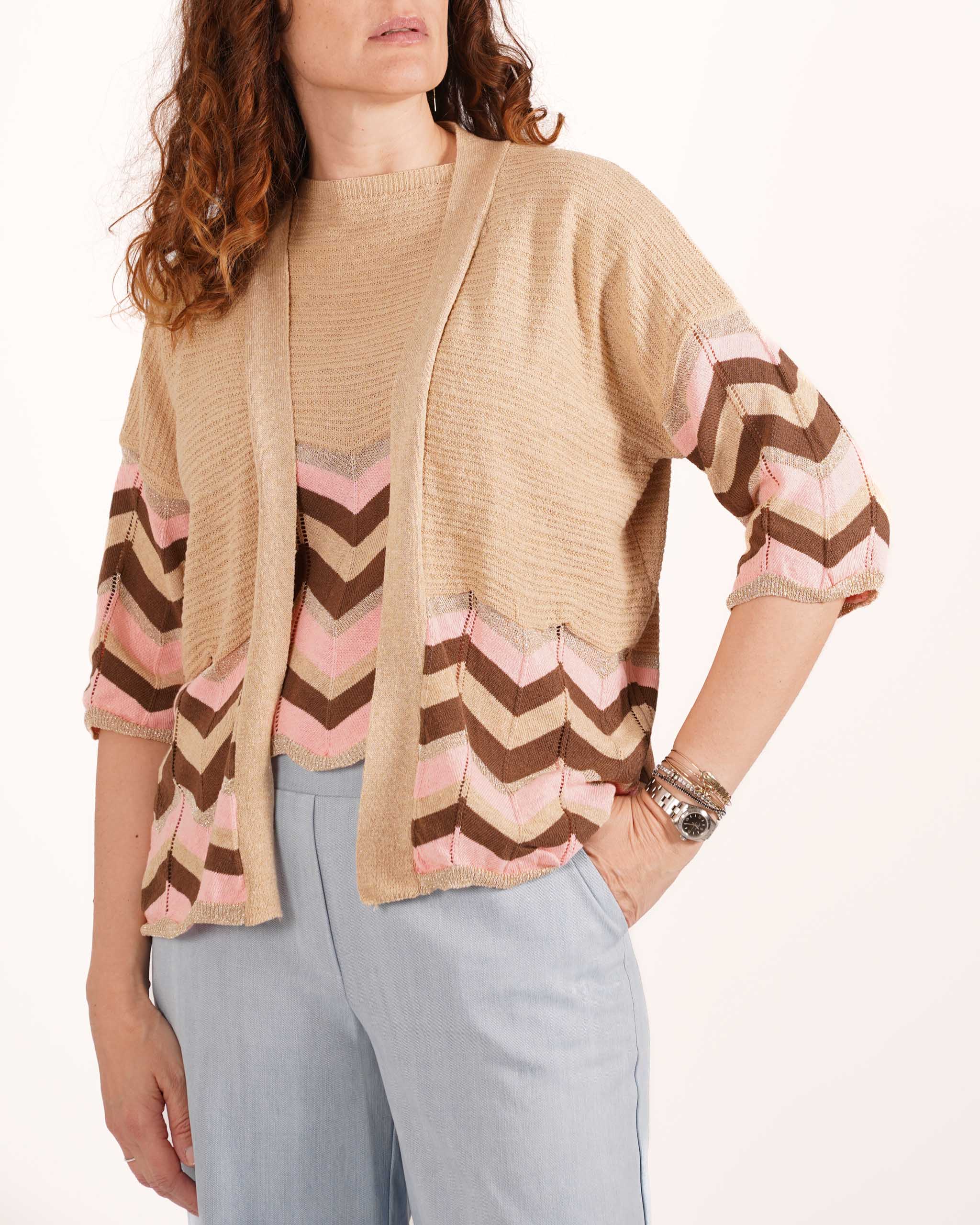 Cardigan in cotone con trama chevron - Dacia