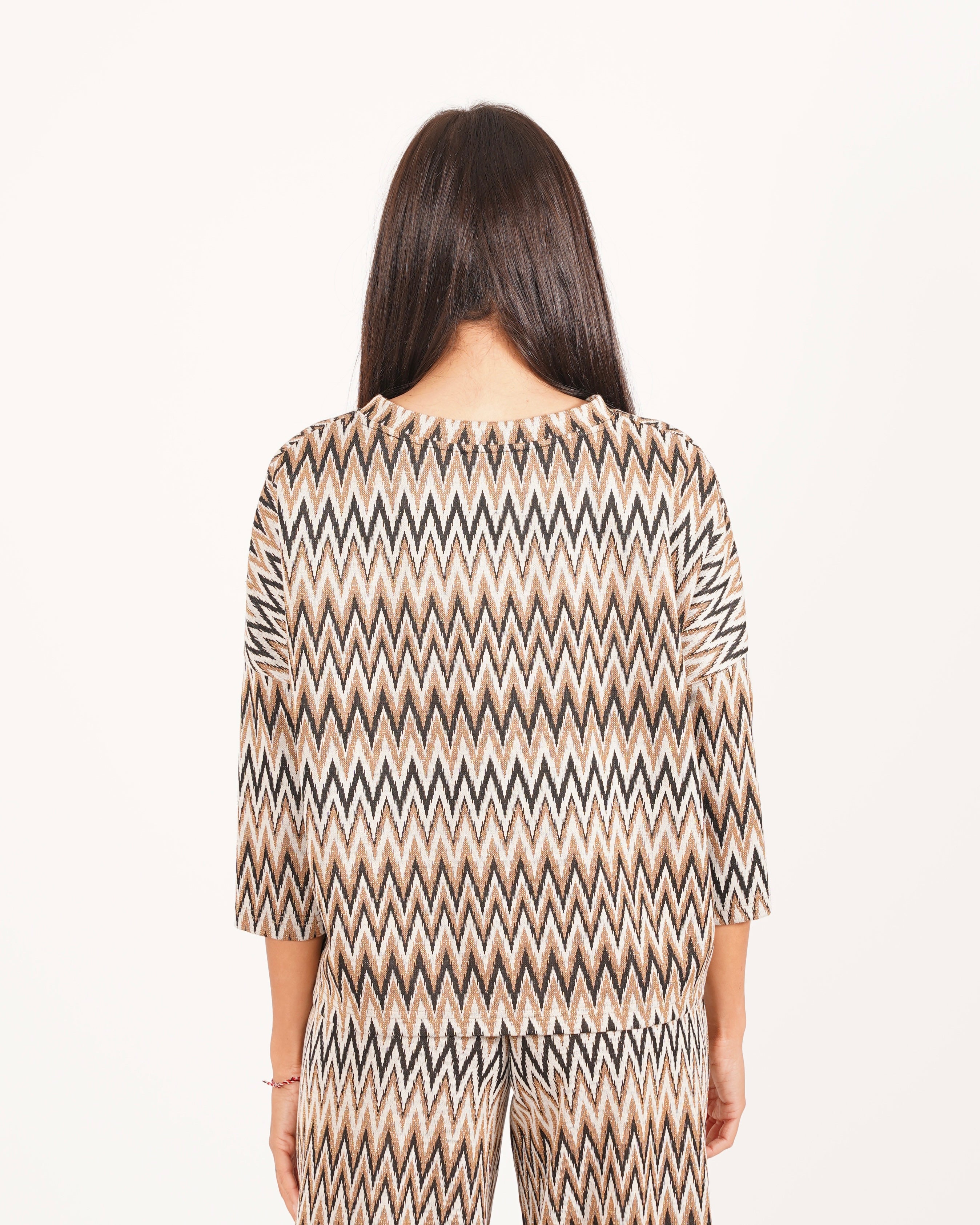 Blusa girocollo in trama chevron - Tartufo