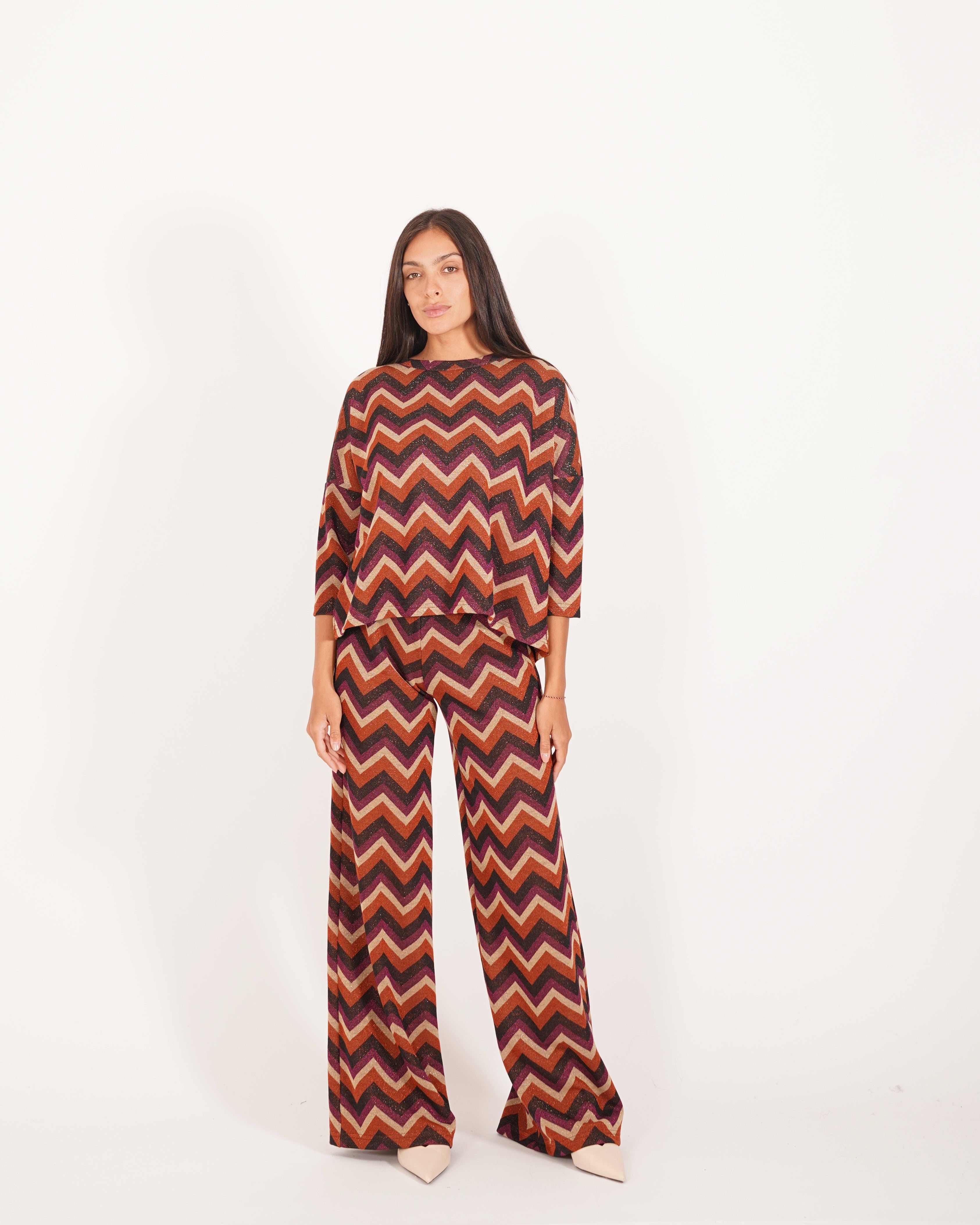 Blusa girocollo in trama chevron - Tartufo