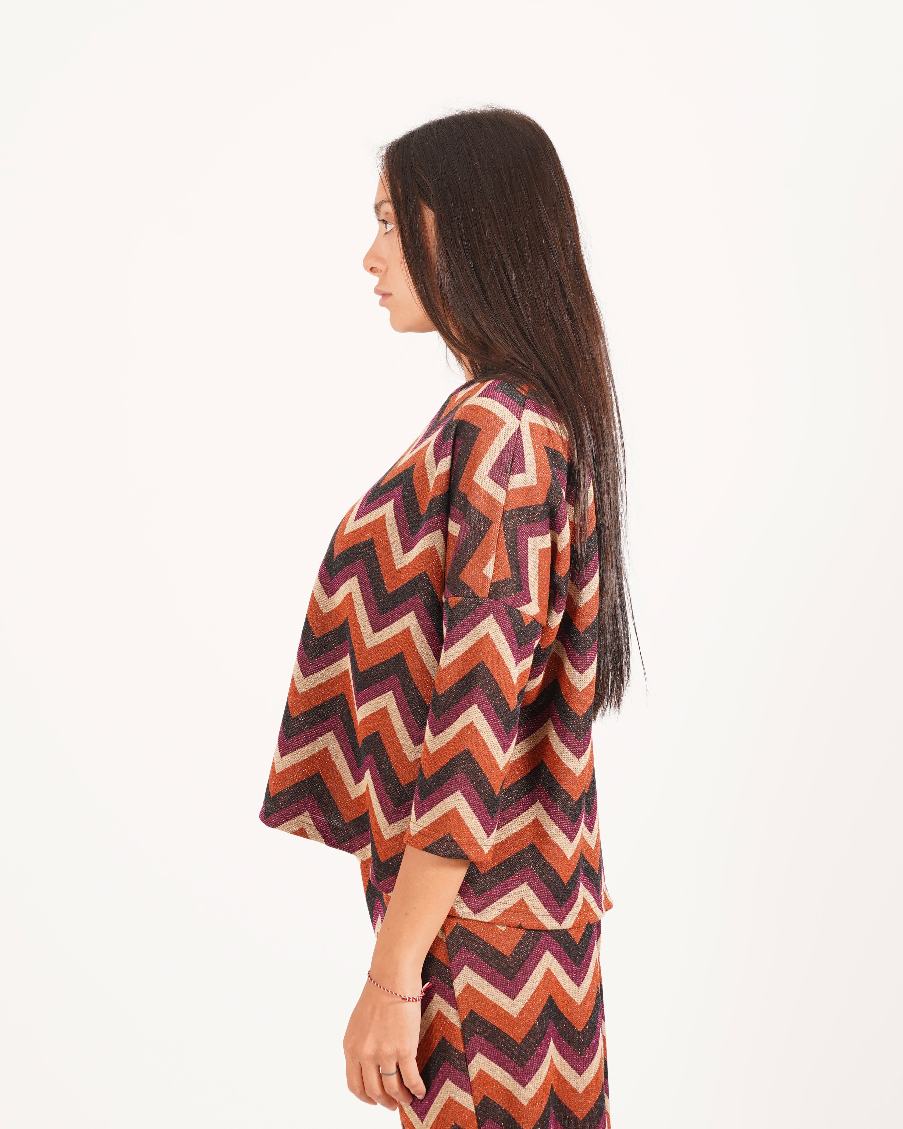 Blusa girocollo in trama chevron - Tartufo