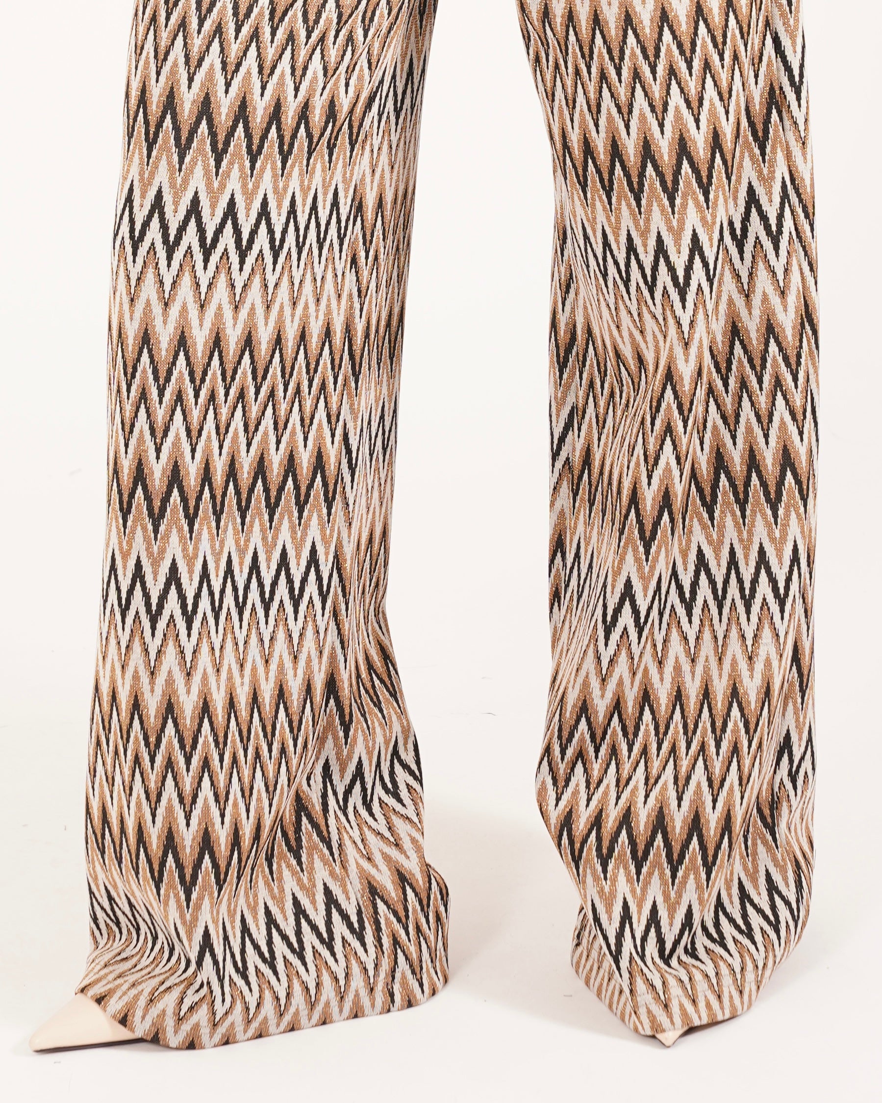 Pantaloni palazzo in trama chevron - Chiara