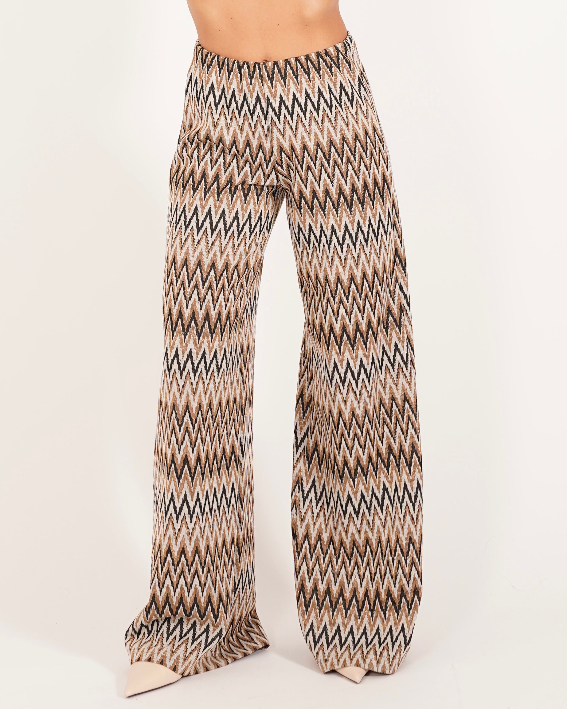 Pantaloni palazzo in trama chevron - Chiara