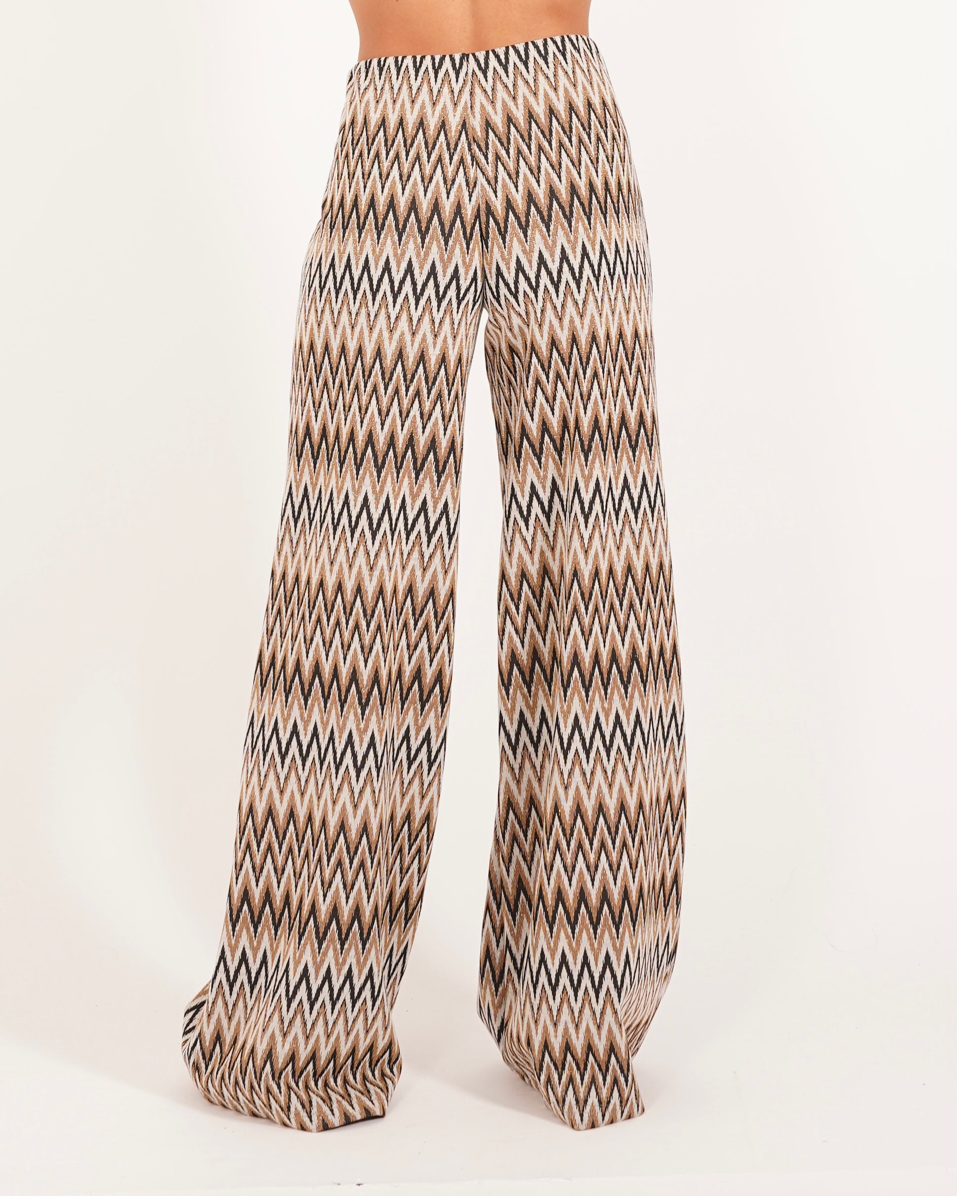 Pantaloni palazzo in trama chevron - Chiara