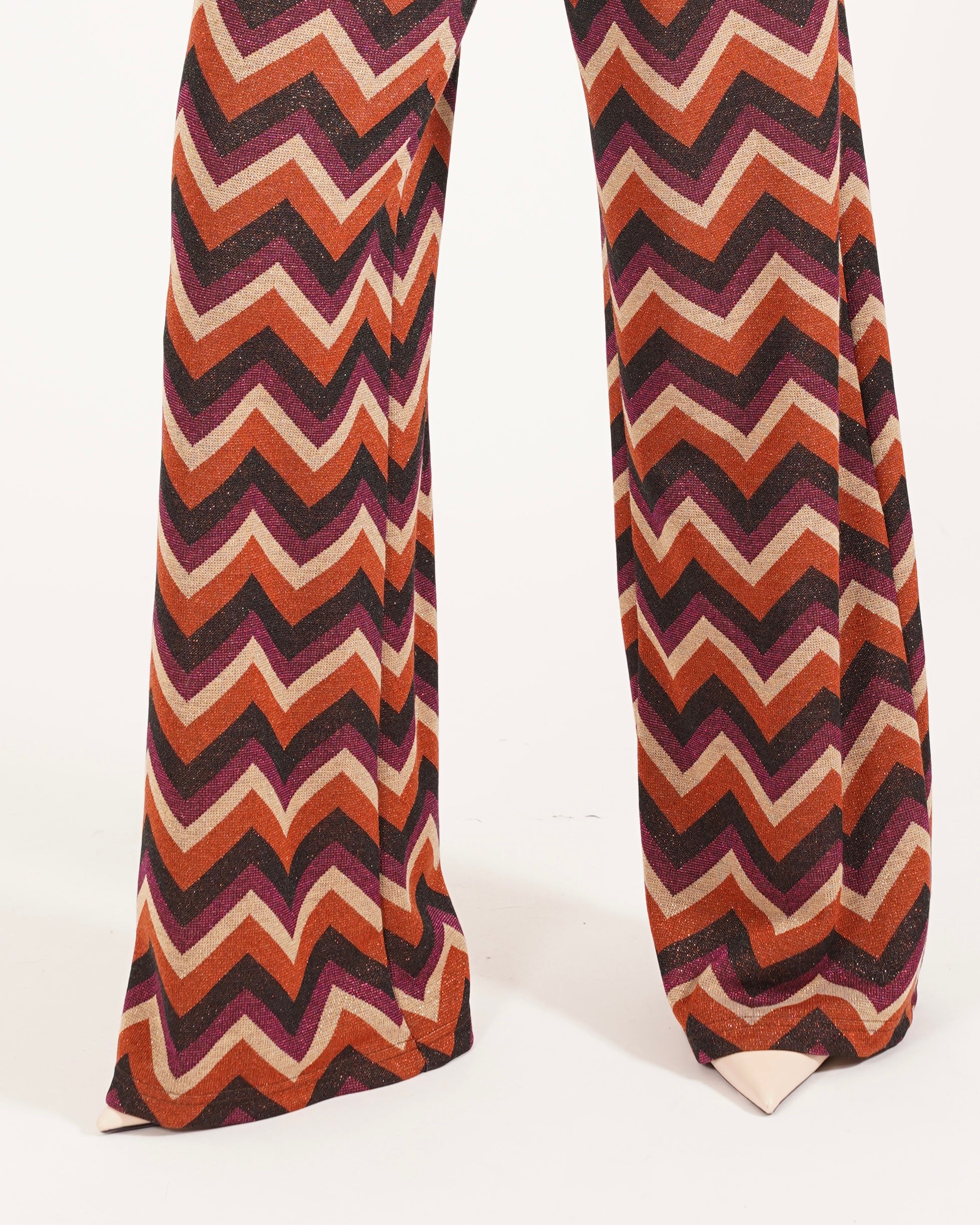 Pantaloni palazzo in trama chevron - Chiara