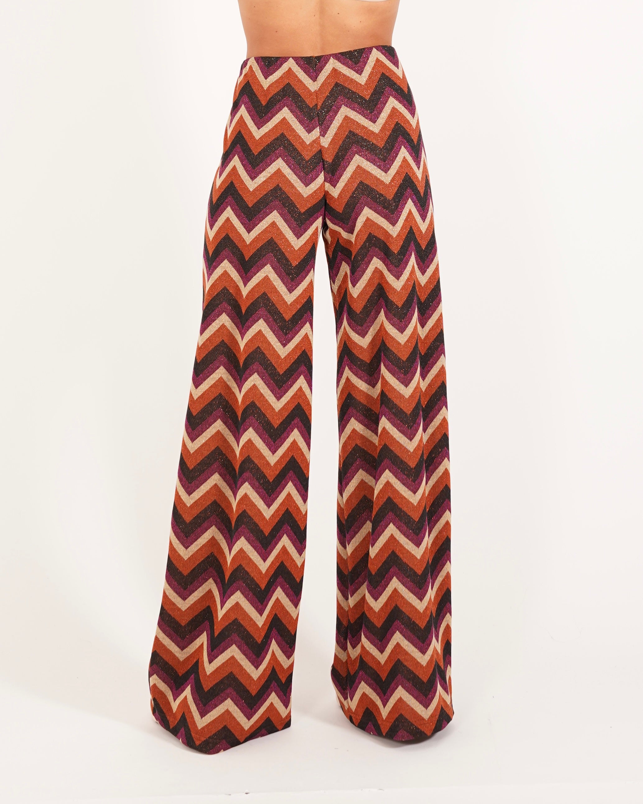 Pantaloni palazzo in trama chevron - Chiara