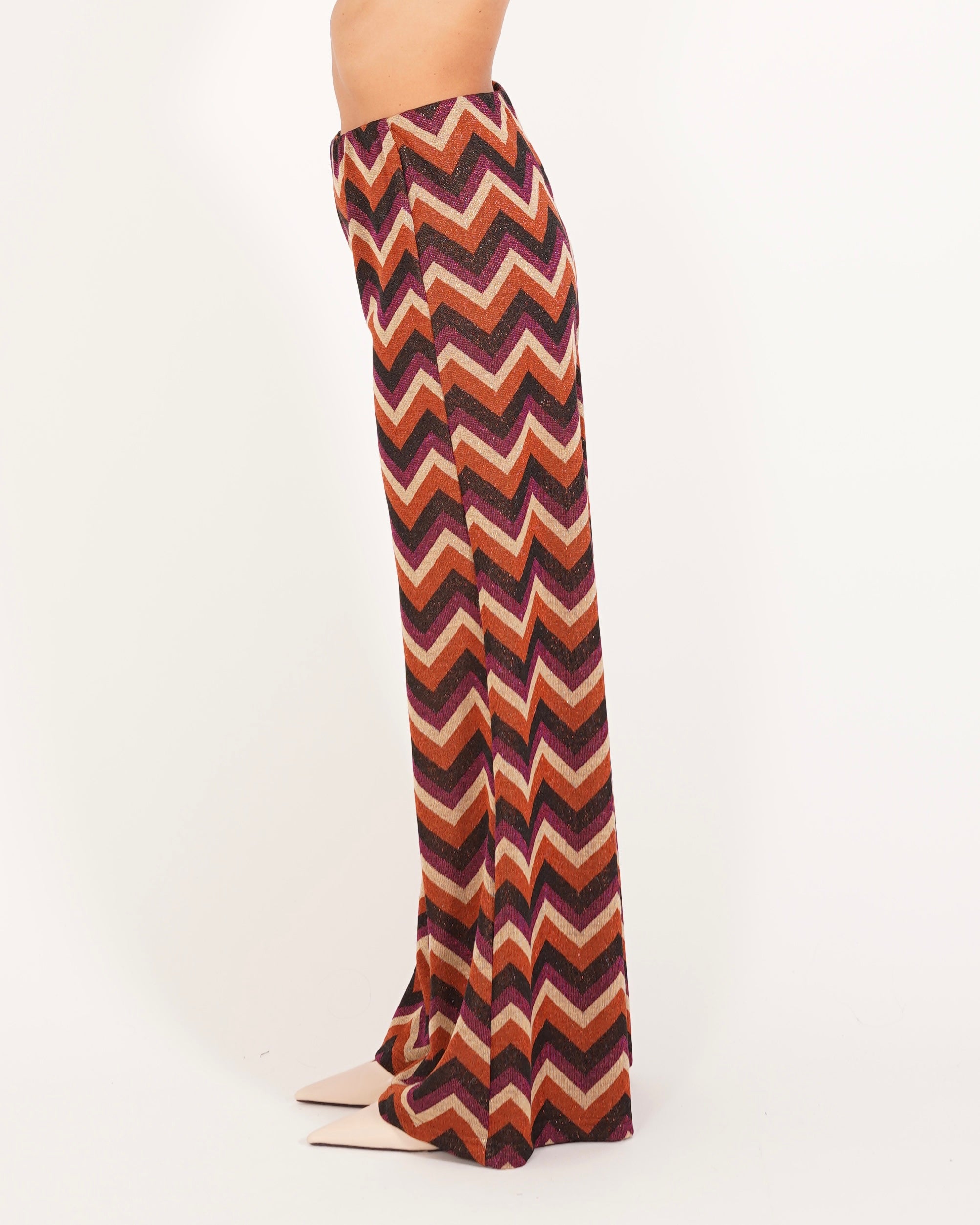 Pantaloni palazzo in trama chevron - Chiara