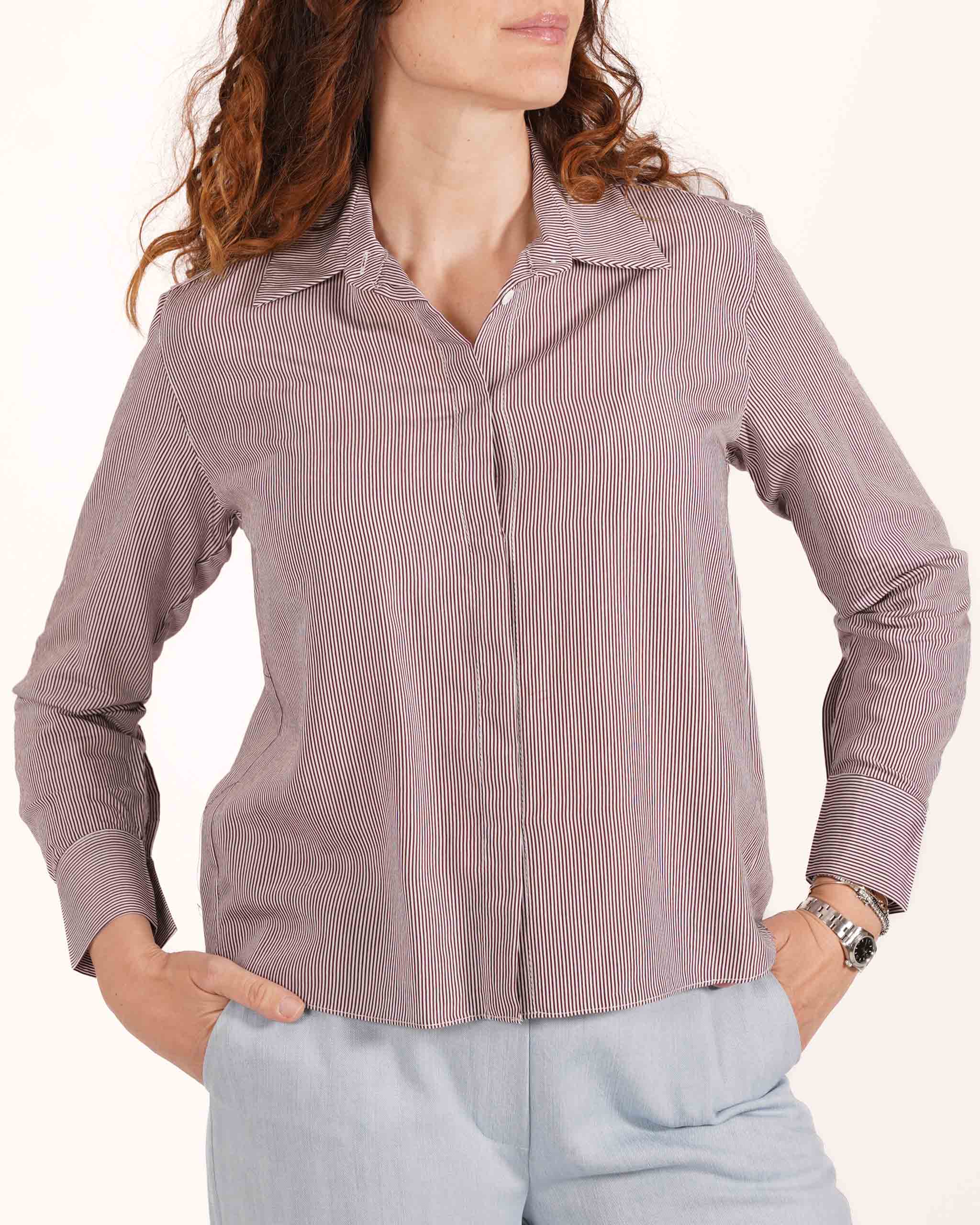 Camicia rigata basic in cotone - Fulvia