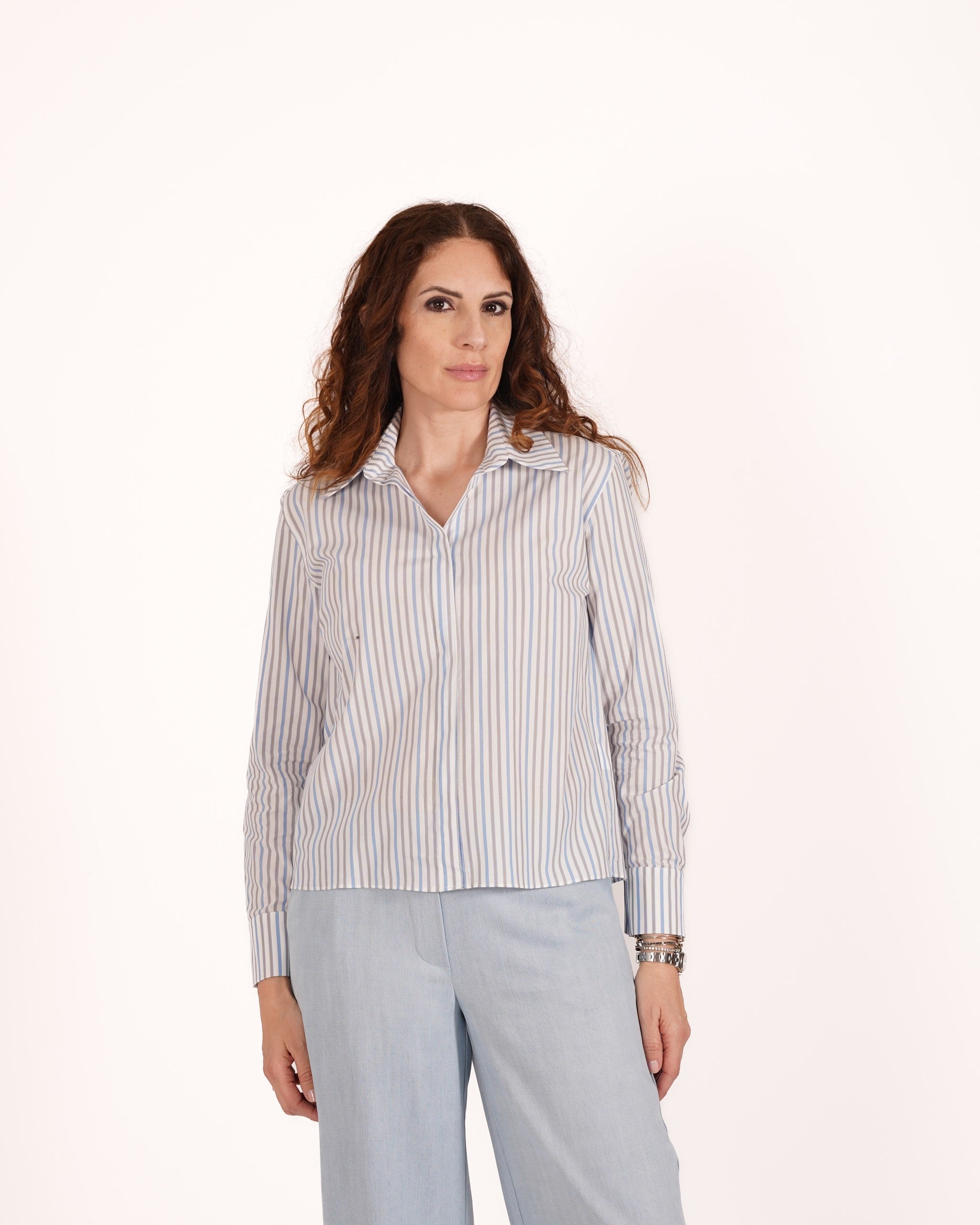 Camicia rigata basic in cotone - Fulvia