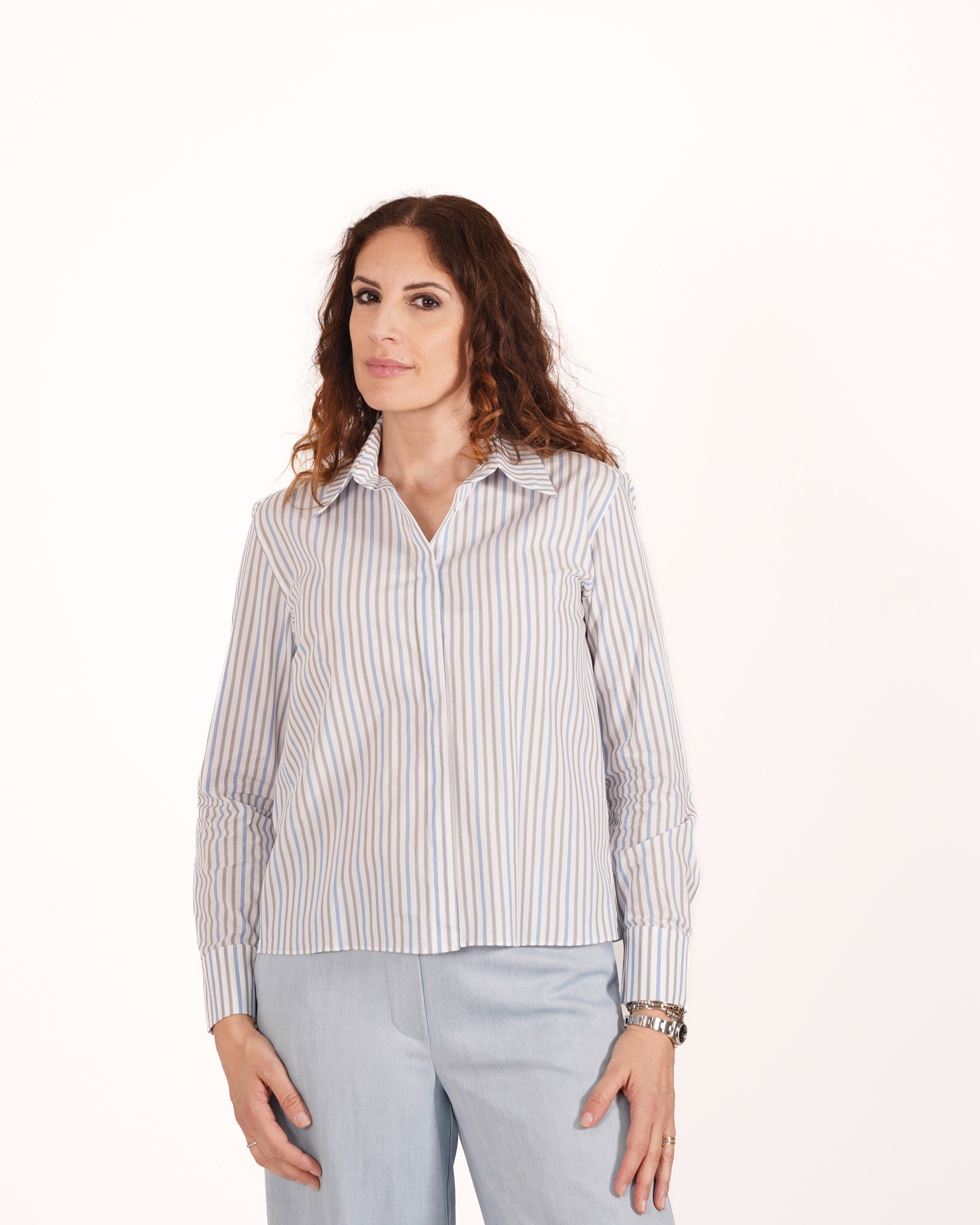 Camicia rigata basic in cotone - Fulvia