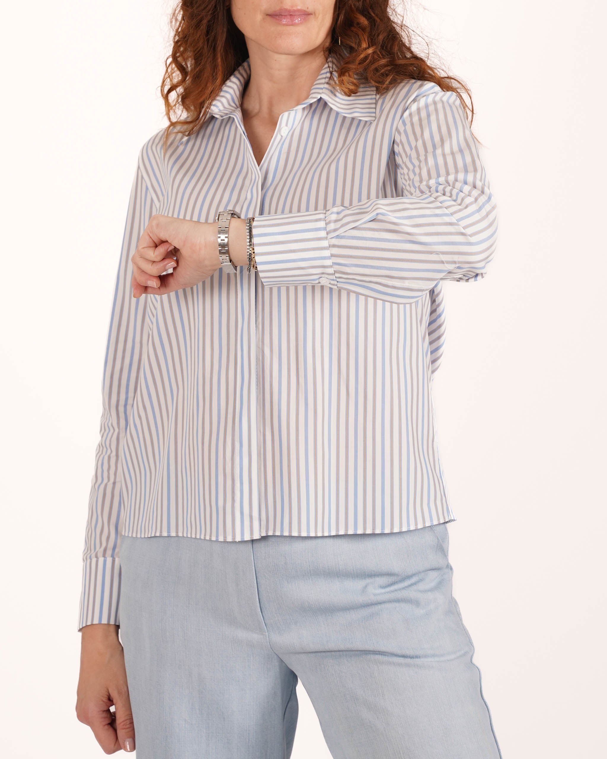 Camicia rigata basic in cotone - Fulvia