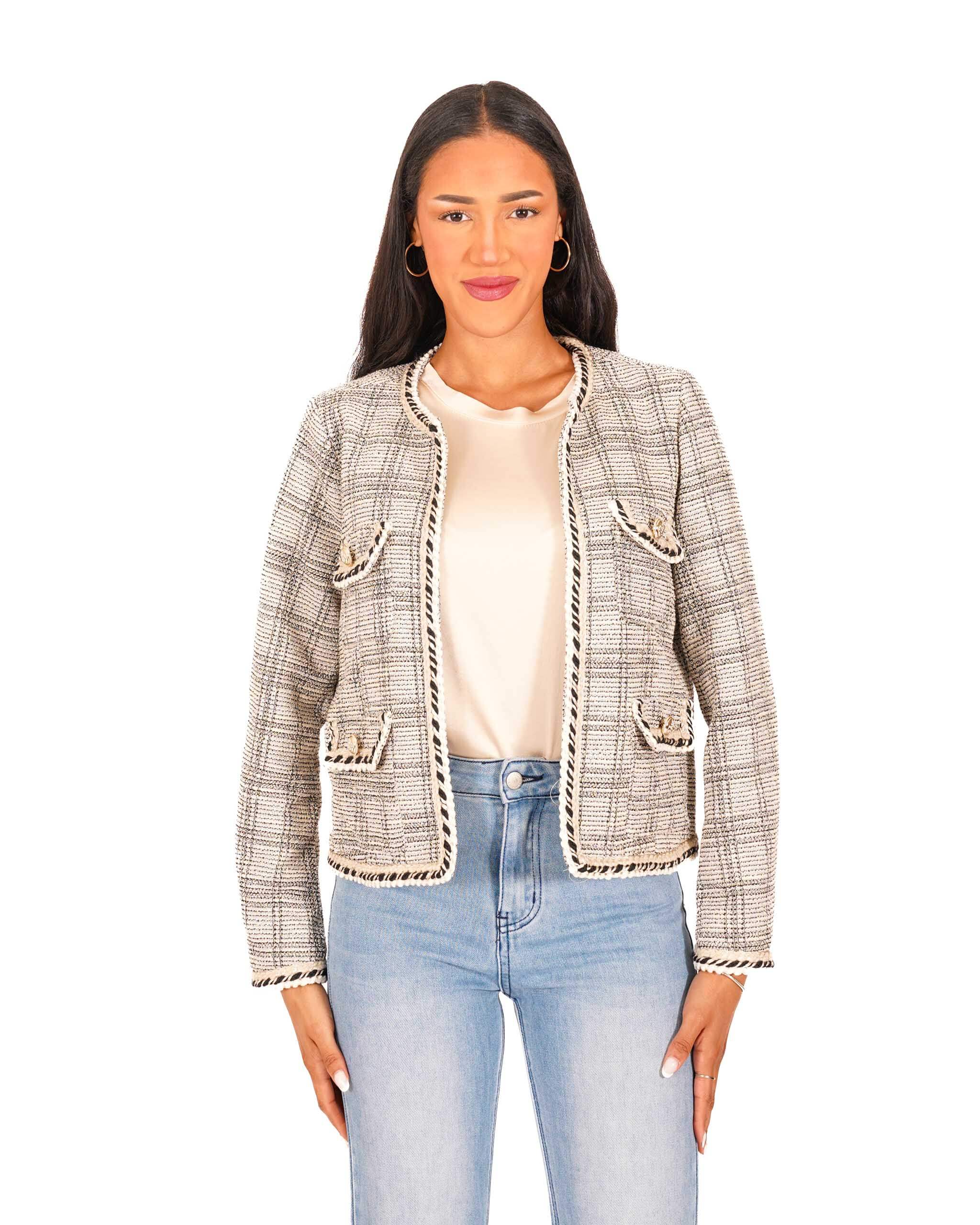 Boutique Hope Abbigliamento Giacca Aperta In Tessuto Tweed