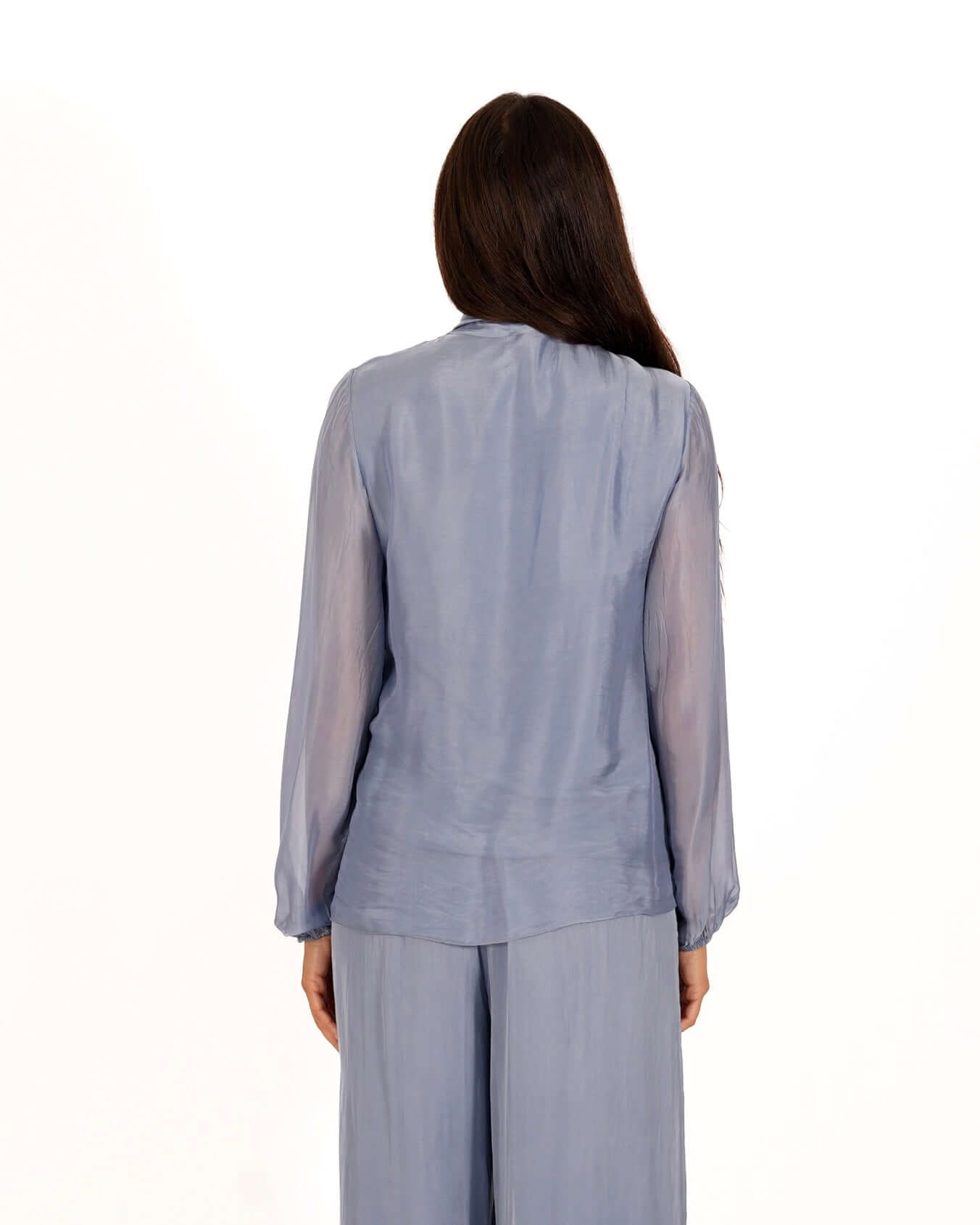 Blusa con chaboud e maniche lunghe ampie misto seta - Salomè