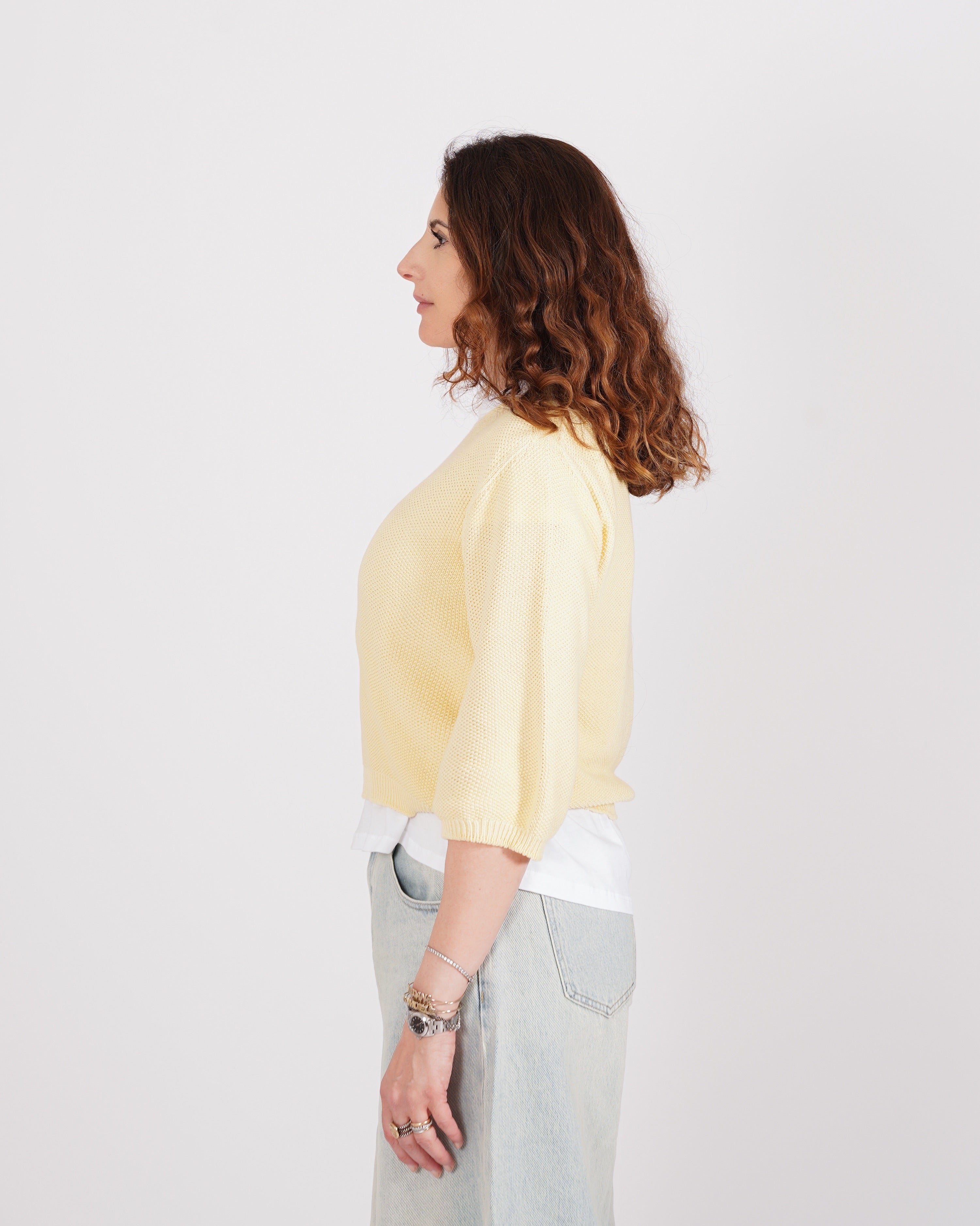 Maglia girocollo in trama punto riso - Petronia