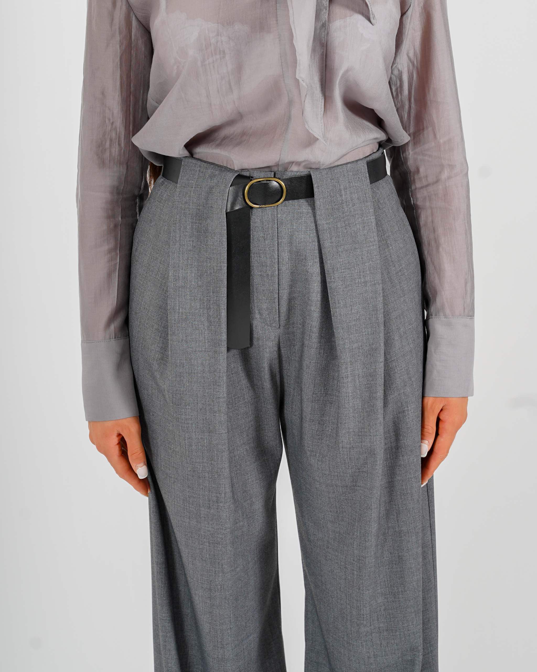 Pantaloni vita alta con pence vestibilità regular in gabardina stretch - Agostina