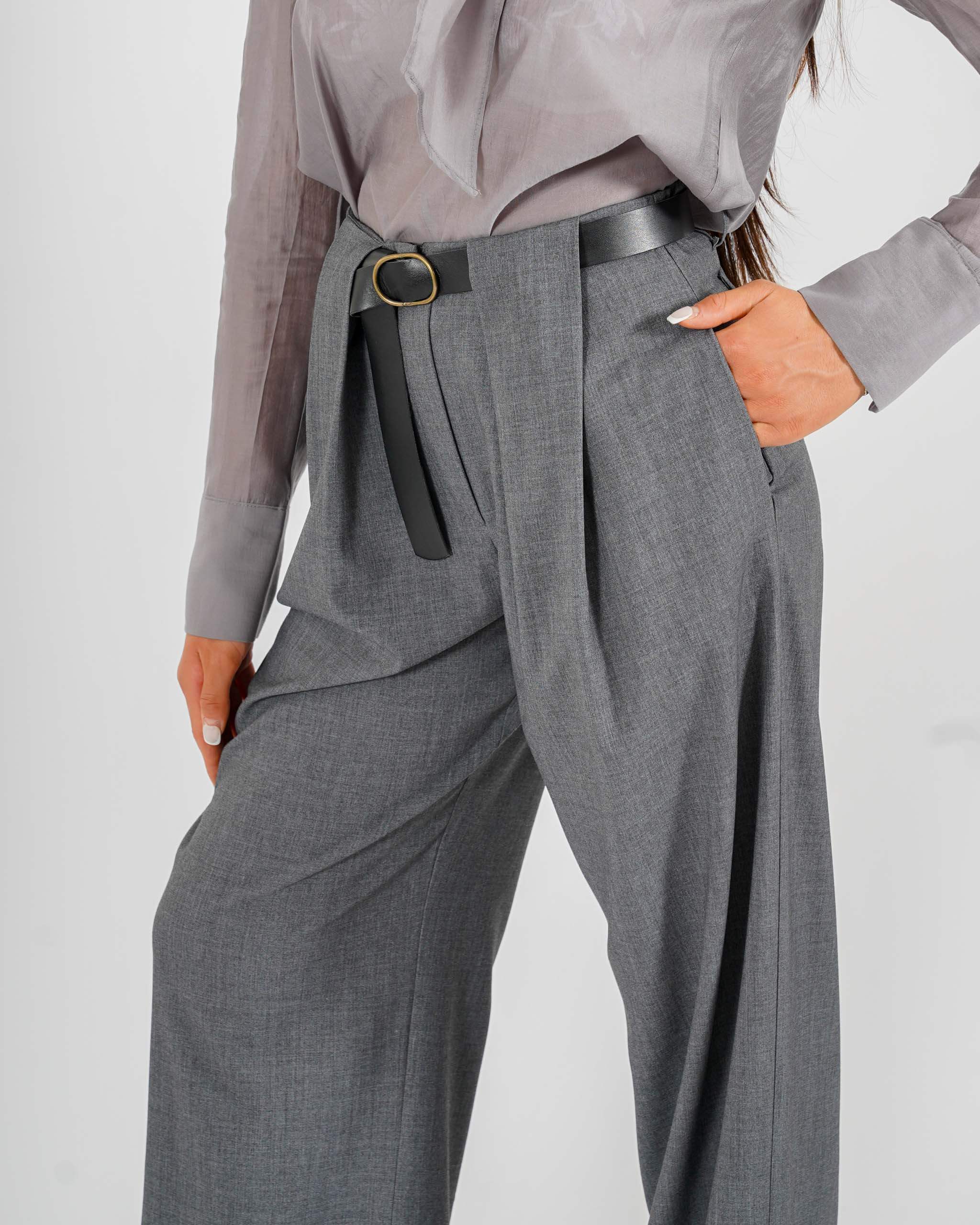 Pantaloni vita alta con pence vestibilità regular in gabardina stretch - Agostina